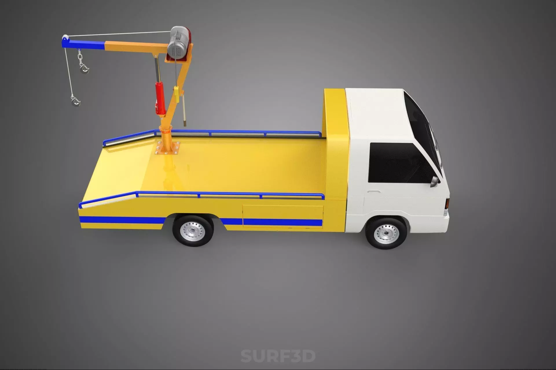 SERVICE TOW TRUCK ROADSIDE OVERHEAD REAR RECOVERY LIFTING CRANE 3D model_3