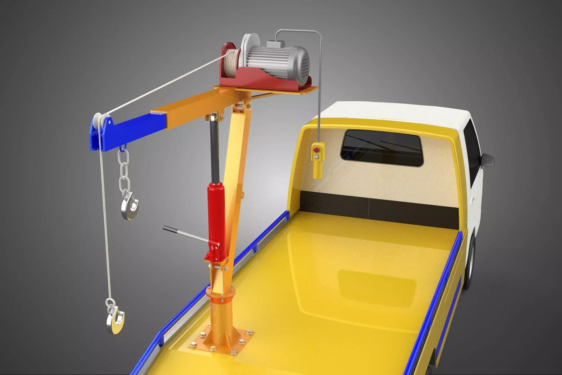 SERVICE TOW TRUCK ROADSIDE OVERHEAD REAR RECOVERY LIFTING CRANE 3D model_32