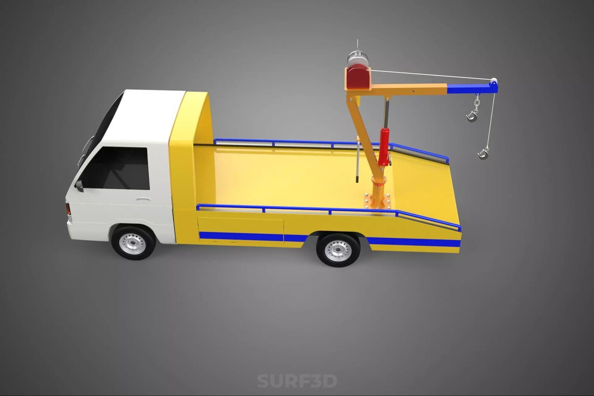 SERVICE TOW TRUCK ROADSIDE OVERHEAD REAR RECOVERY LIFTING CRANE 3D model_7