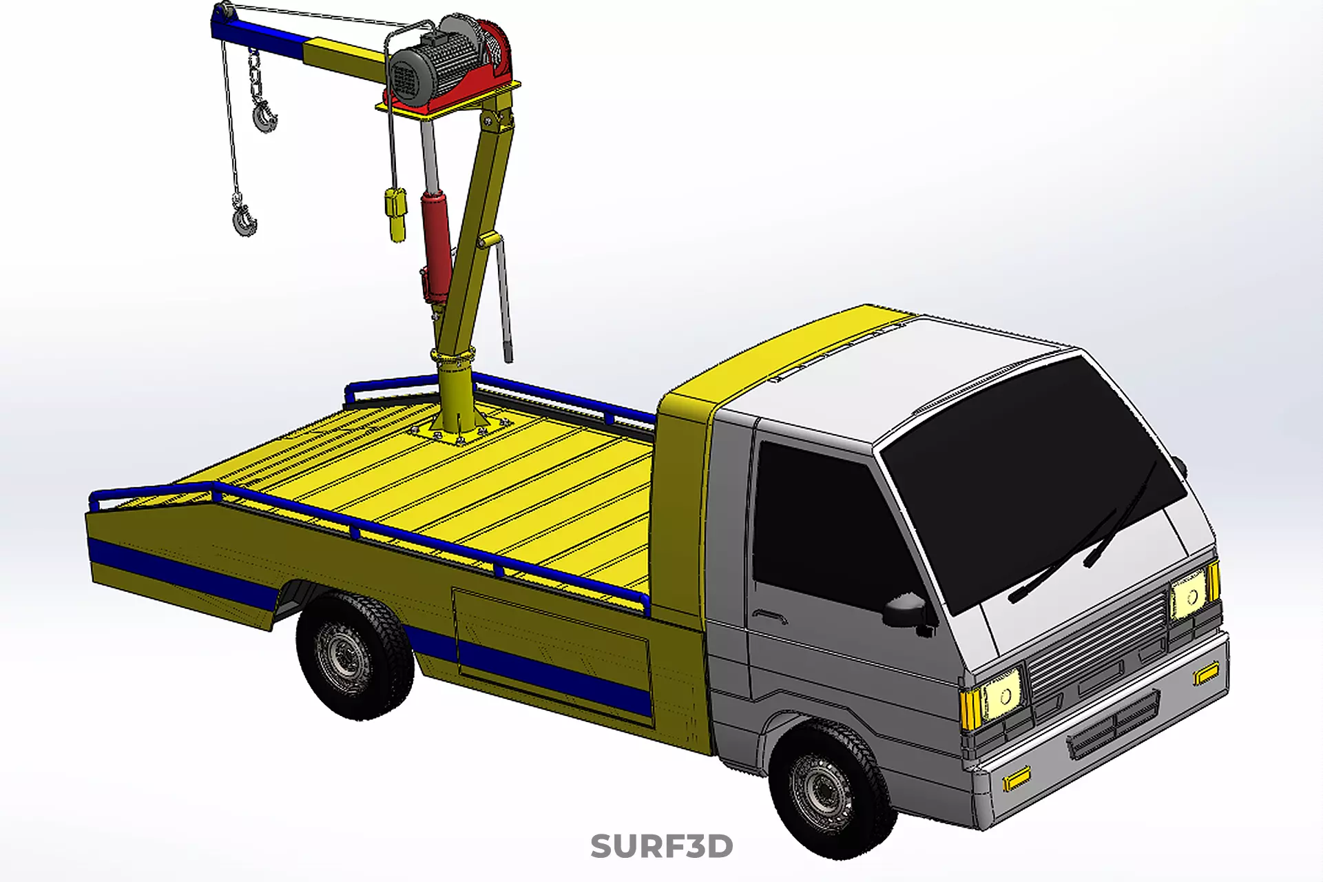 SERVICE TOW TRUCK ROADSIDE OVERHEAD REAR RECOVERY LIFTING CRANE 3D model_38
