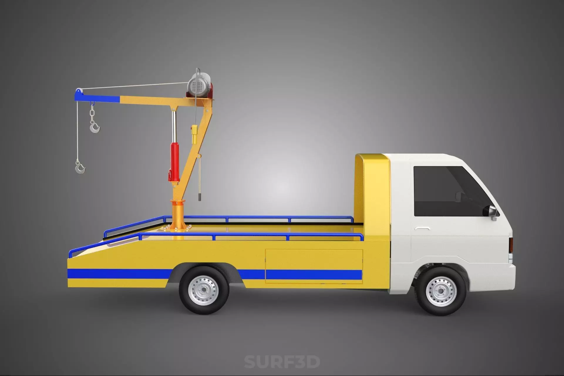 SERVICE TOW TRUCK ROADSIDE OVERHEAD REAR RECOVERY LIFTING CRANE 3D model_11