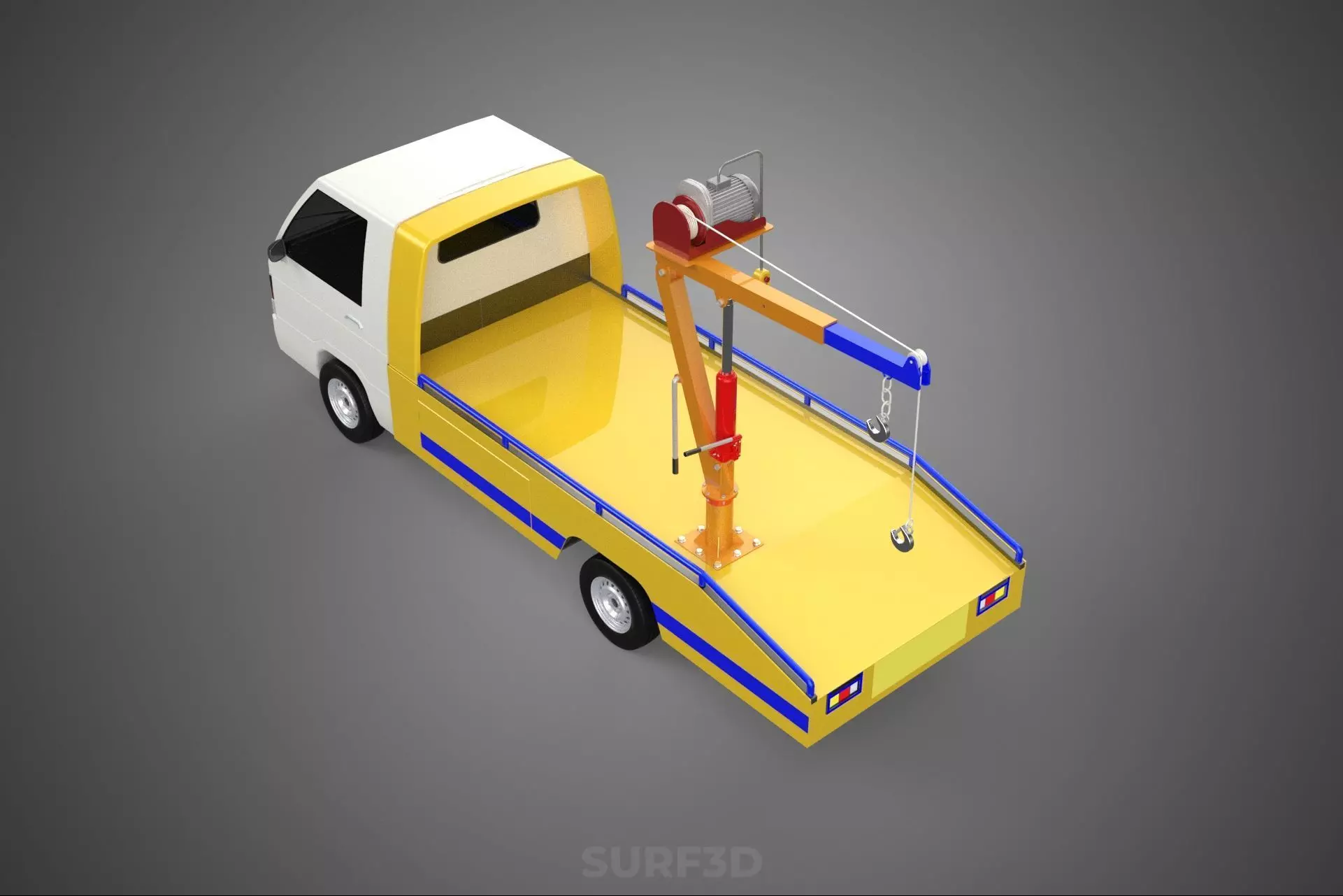 SERVICE TOW TRUCK ROADSIDE OVERHEAD REAR RECOVERY LIFTING CRANE 3D model_8