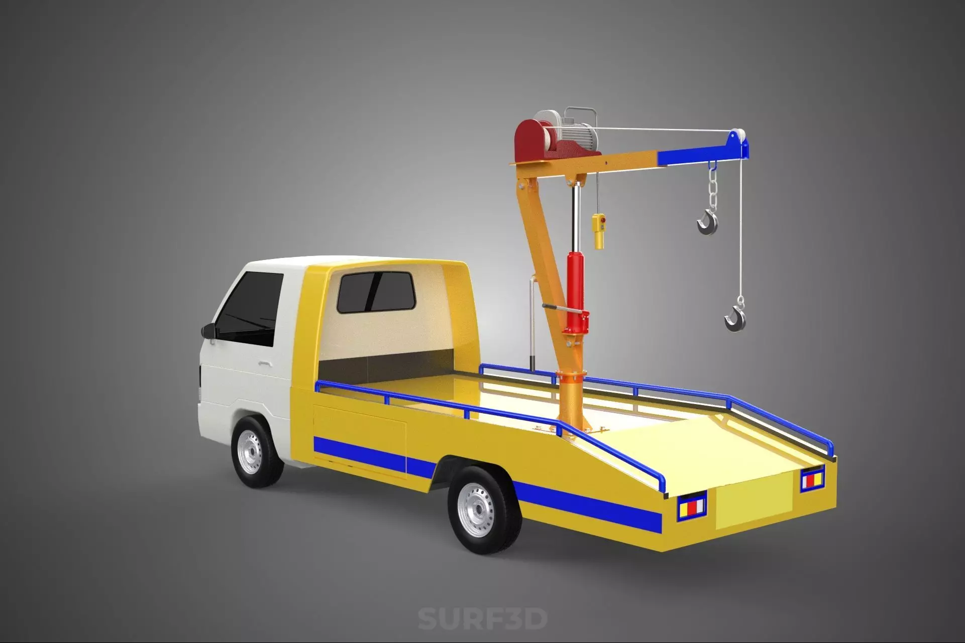 SERVICE TOW TRUCK ROADSIDE OVERHEAD REAR RECOVERY LIFTING CRANE 3D model_16