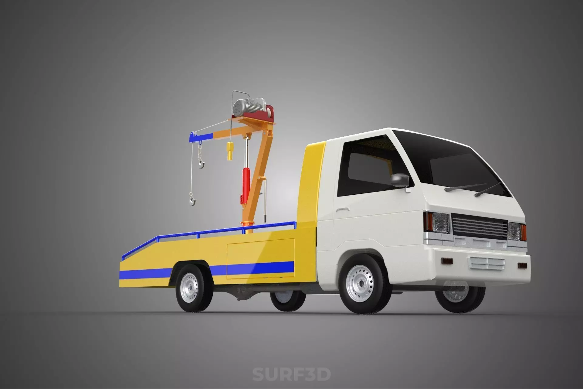 SERVICE TOW TRUCK ROADSIDE OVERHEAD REAR RECOVERY LIFTING CRANE 3D model_21