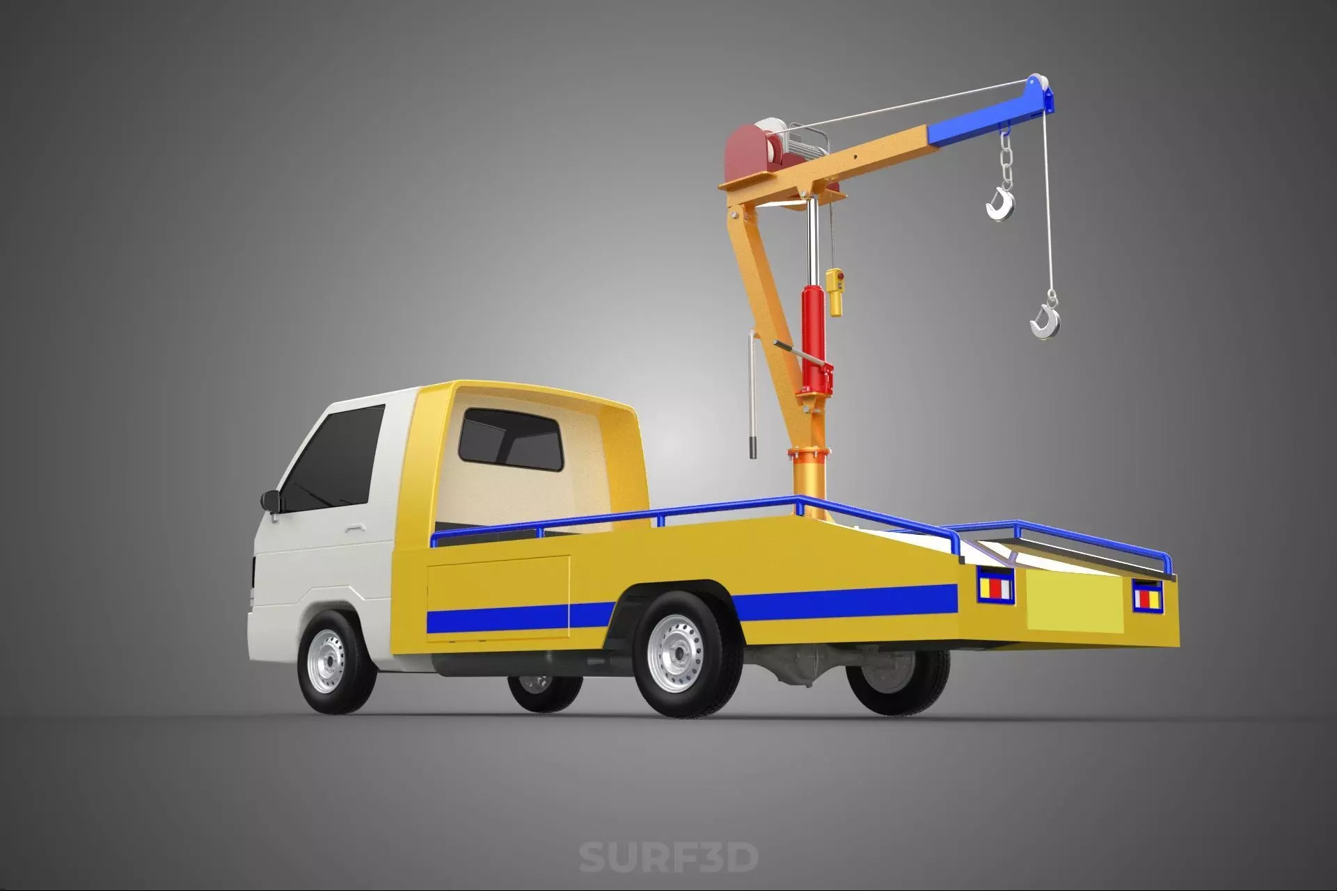 SERVICE TOW TRUCK ROADSIDE OVERHEAD REAR RECOVERY LIFTING CRANE 3D model_17