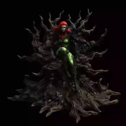 Poison Ivy in Fungal Costume Inspired by the Comic Series