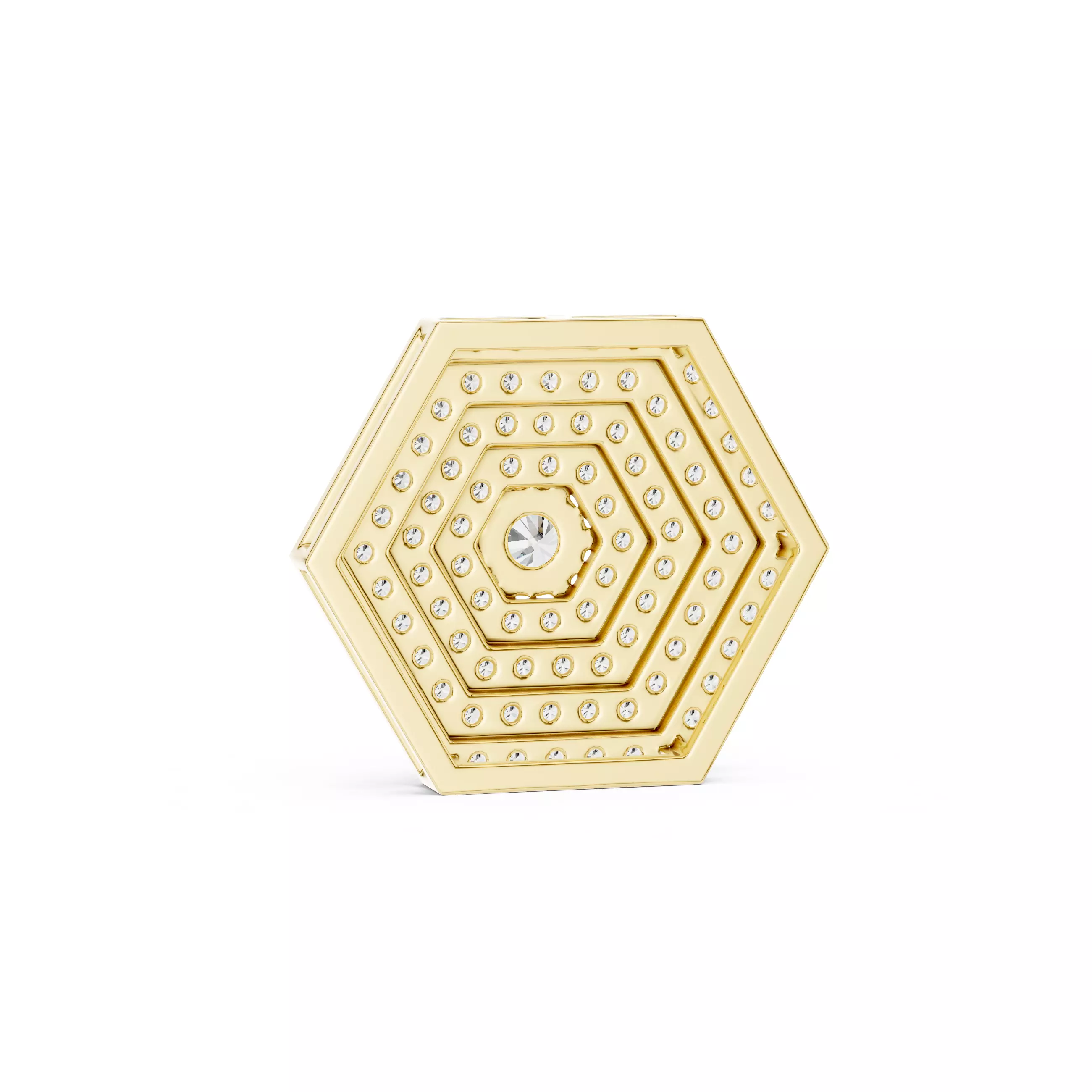 Hexagonal Diamond Pendant 3dm stl renders animation videos 3D print model_1