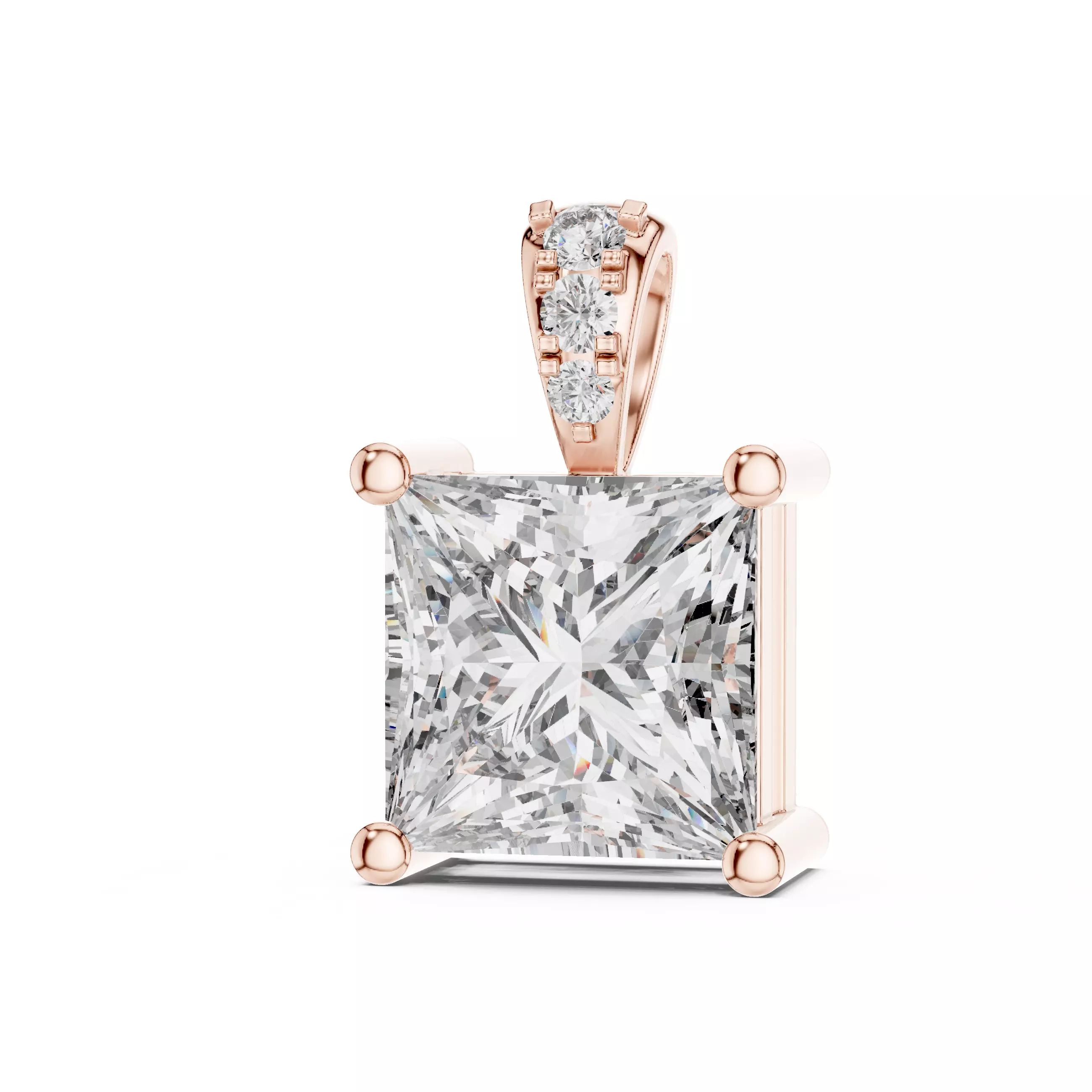 Princess Solitaire Pendant 3dm stl renders animation videos 3D print model_0