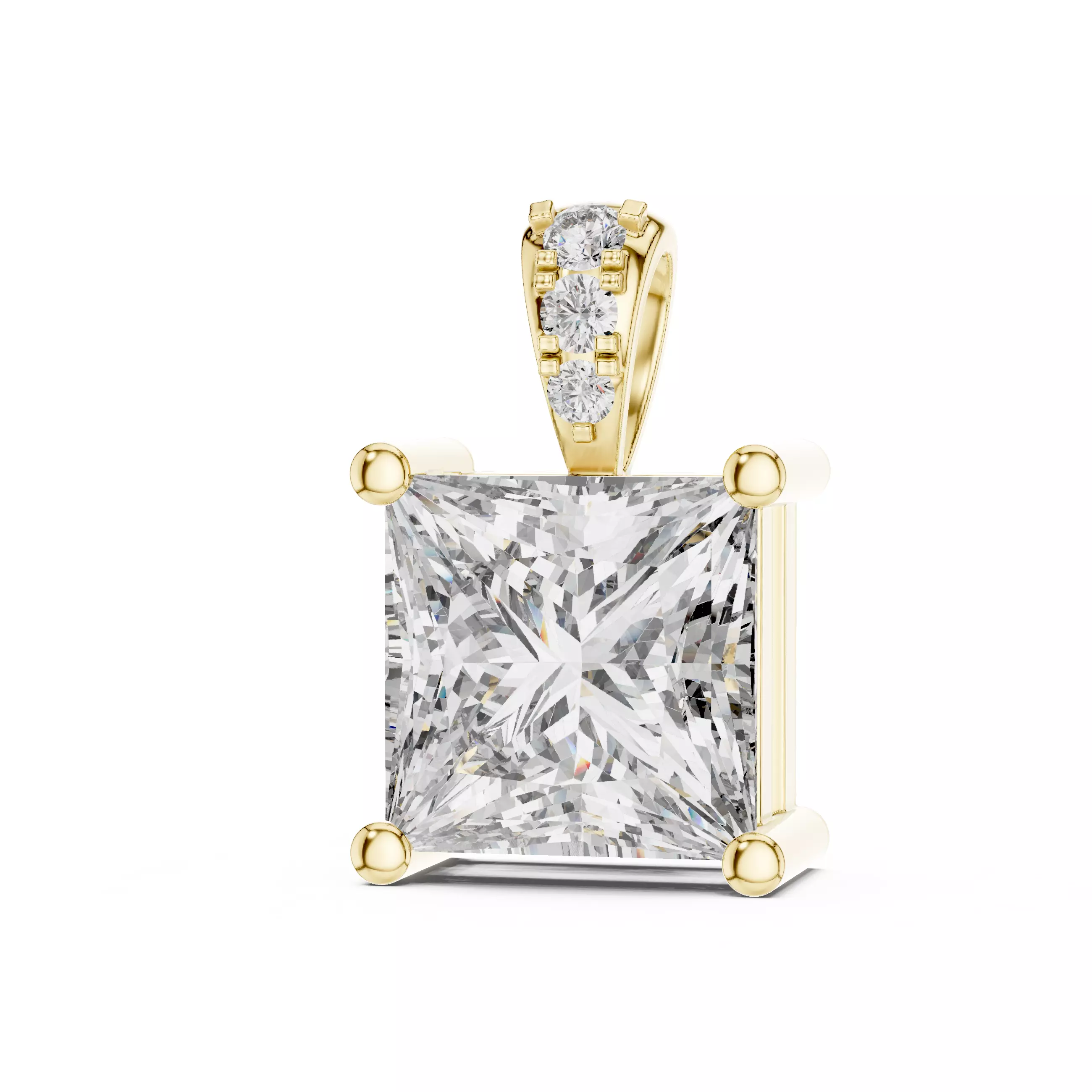 Princess Solitaire Pendant 3dm stl renders animation videos 3D print model_8