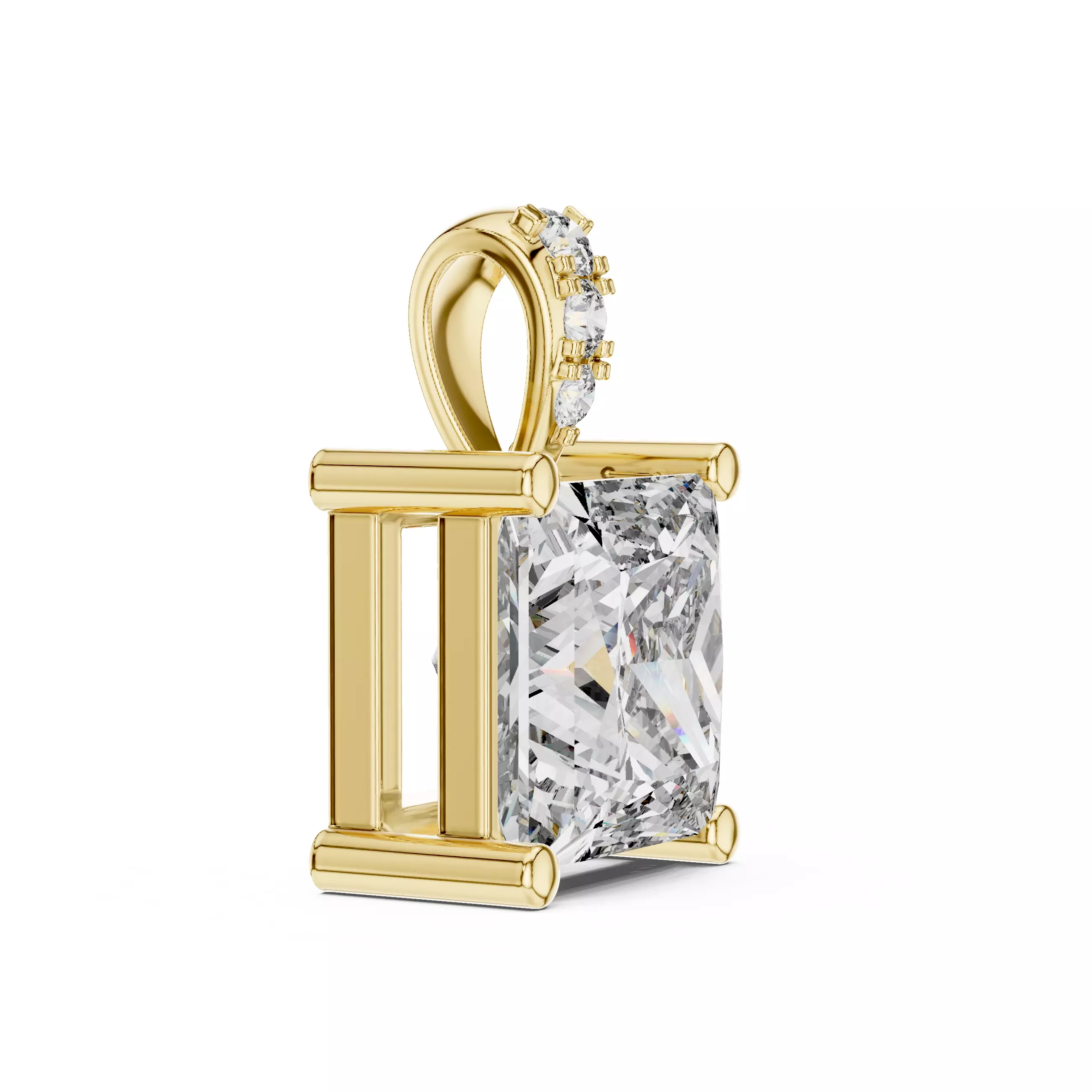 Princess Solitaire Pendant 3dm stl renders animation videos 3D print model_7