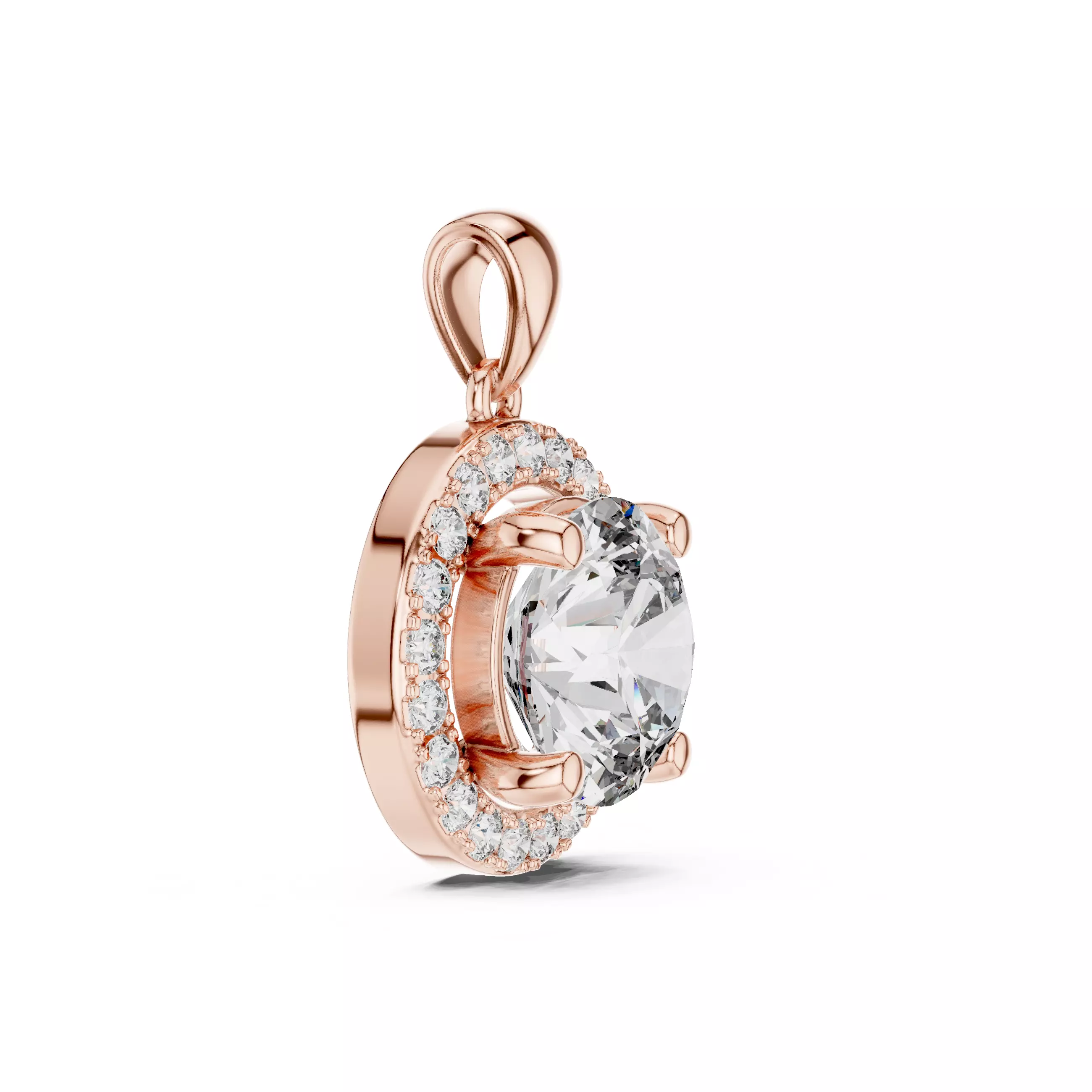 Halo Solitaire Pendant Necklace 3dm stl renders animation videos 3D print model_3