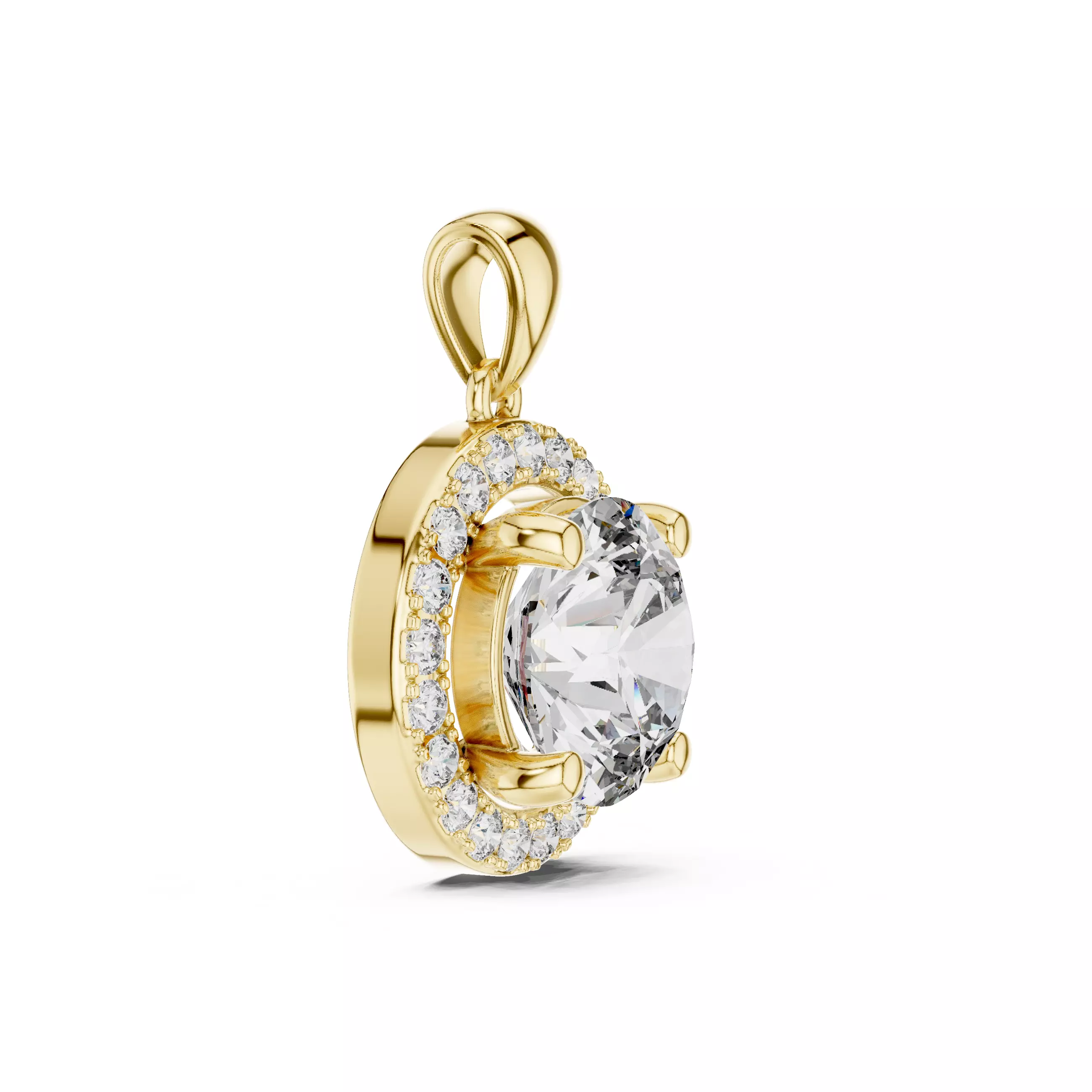 Halo Solitaire Pendant Necklace 3dm stl renders animation videos 3D print model_7