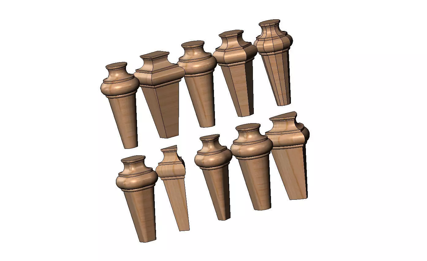 Nightstand chest table bun foot collection 3D print model_7