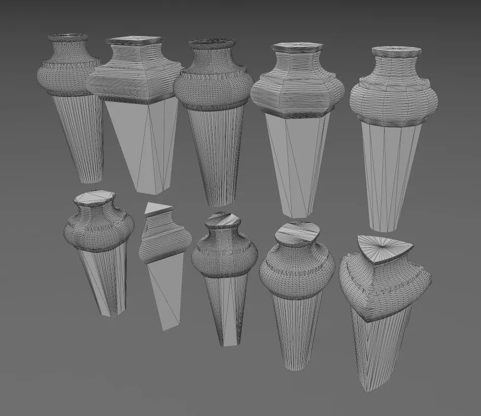 Nightstand chest table bun foot collection 3D print model_9