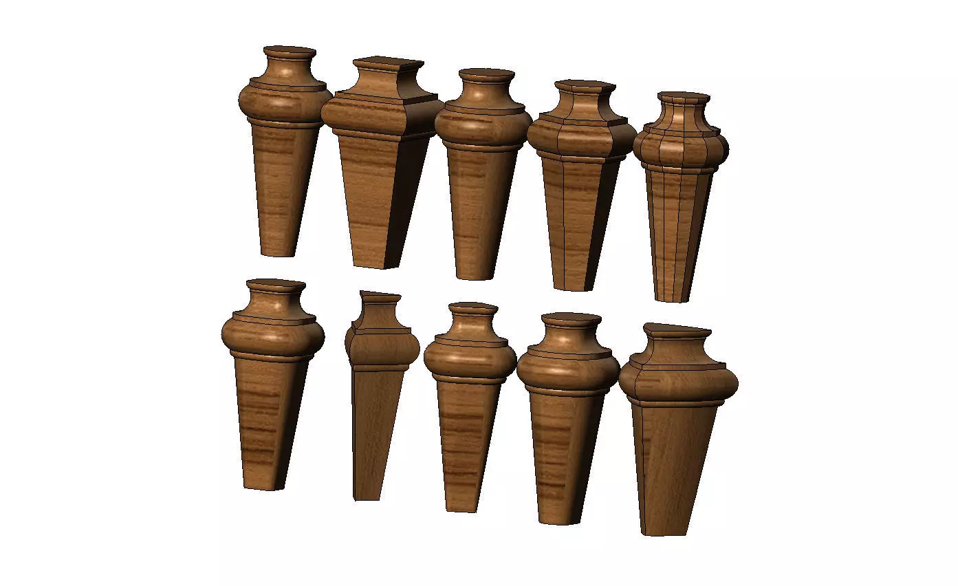 Nightstand chest table bun foot collection 3D print model_5