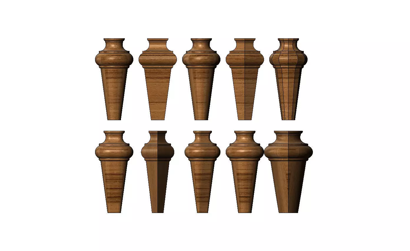 Nightstand chest table bun foot collection 3D print model_6