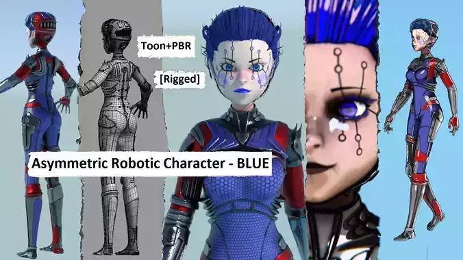 Asymmetric Robotic Character BLUE