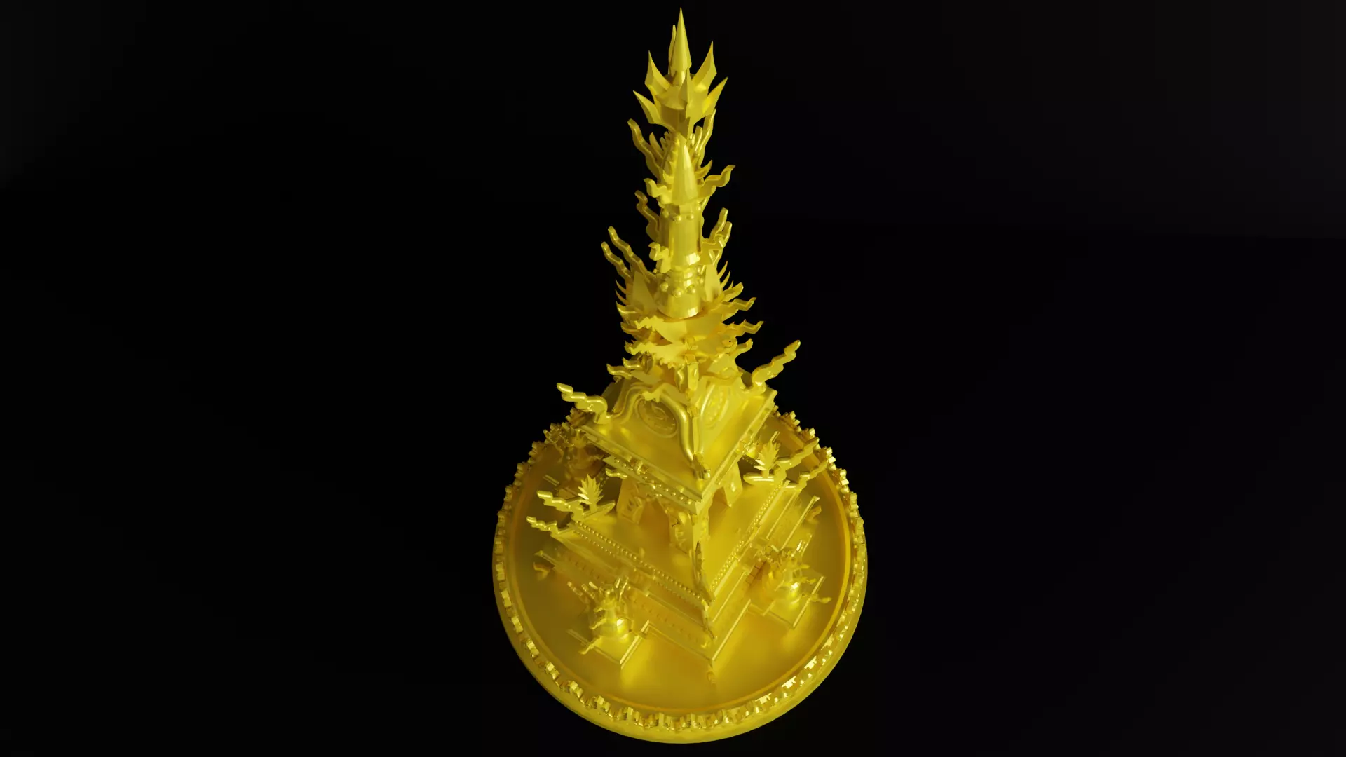 Ornate Buddhist Stupa 3D model_5