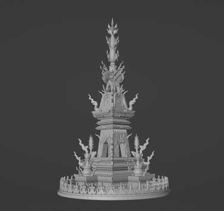 Ornate Buddhist Stupa 3D model_6