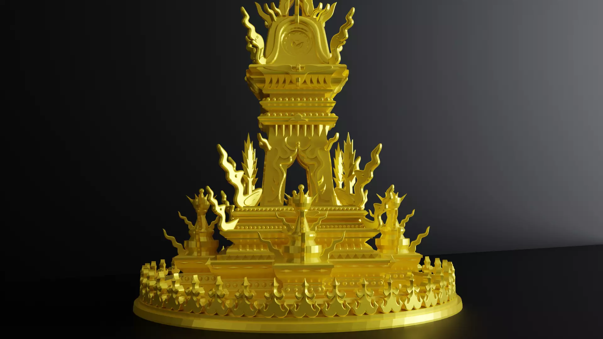 Ornate Buddhist Stupa 3D model_0