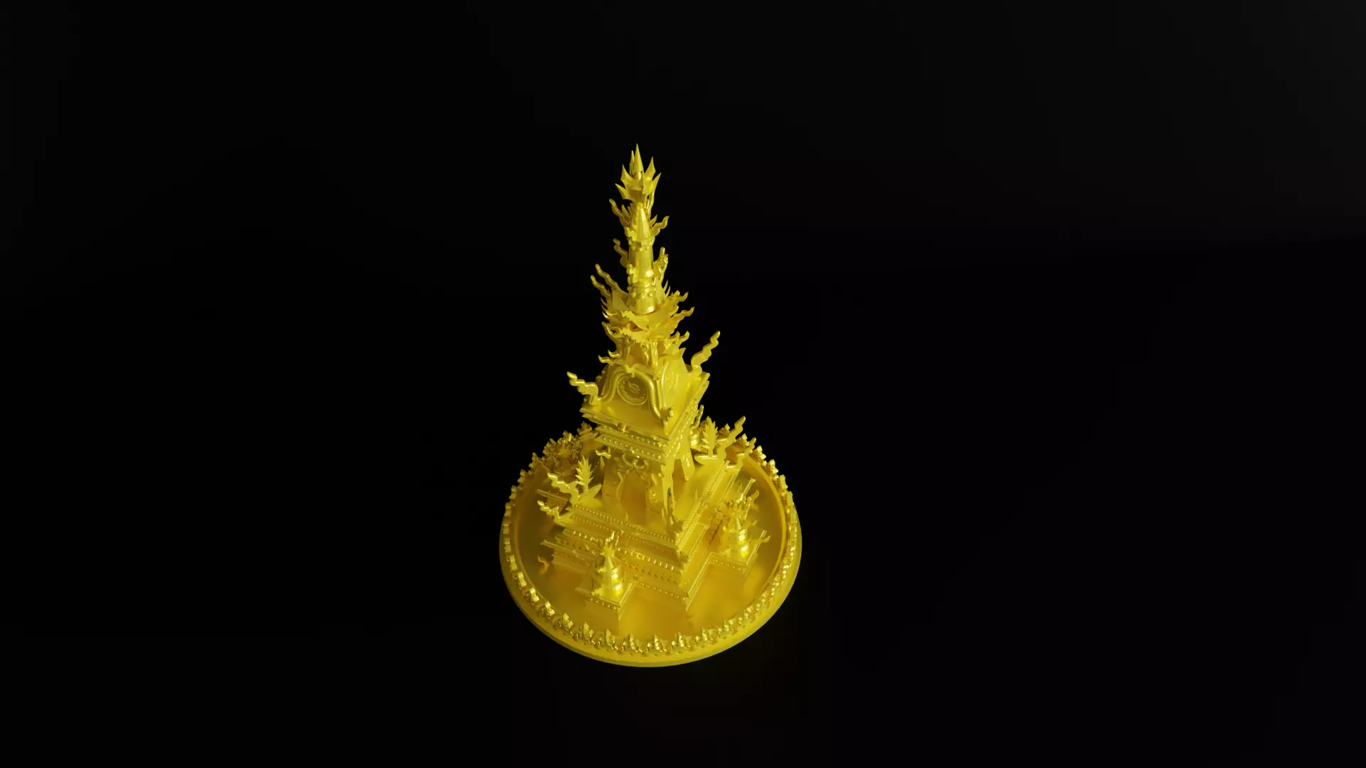 Ornate Buddhist Stupa 3D model_4