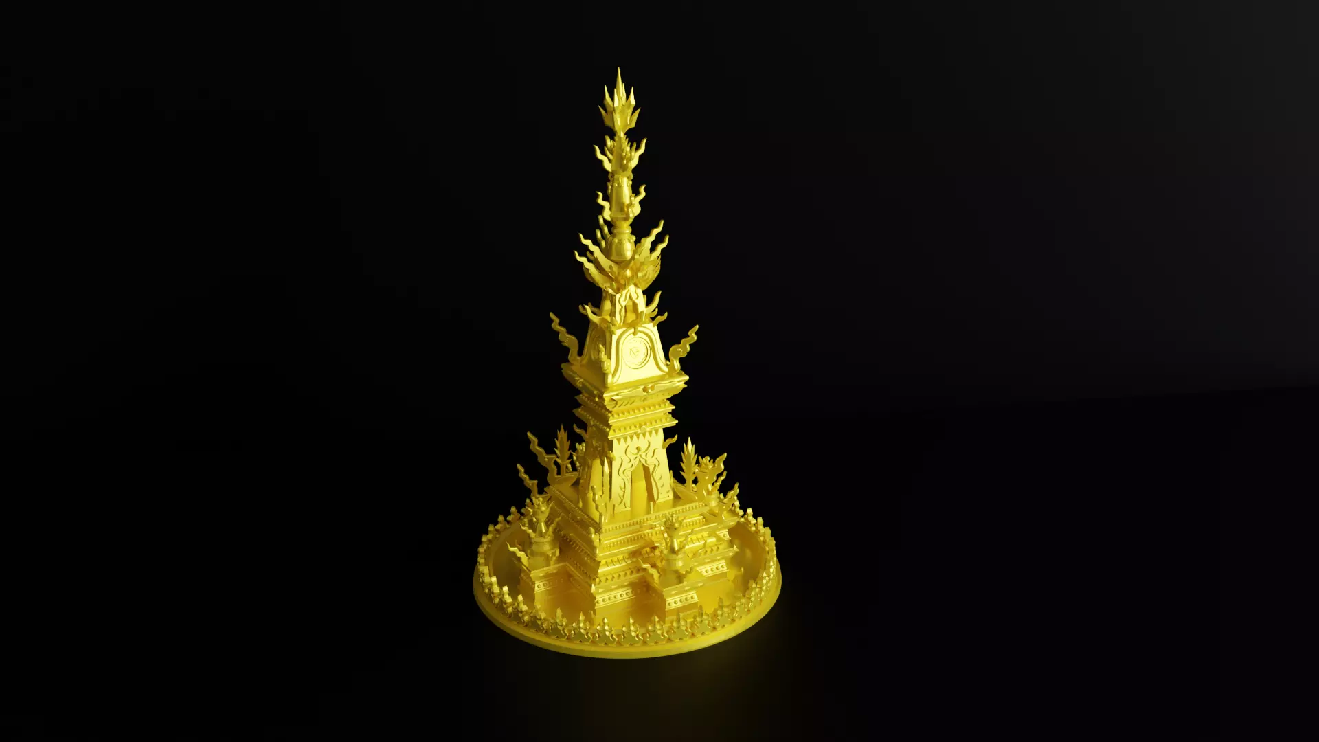 Ornate Buddhist Stupa 3D model_2