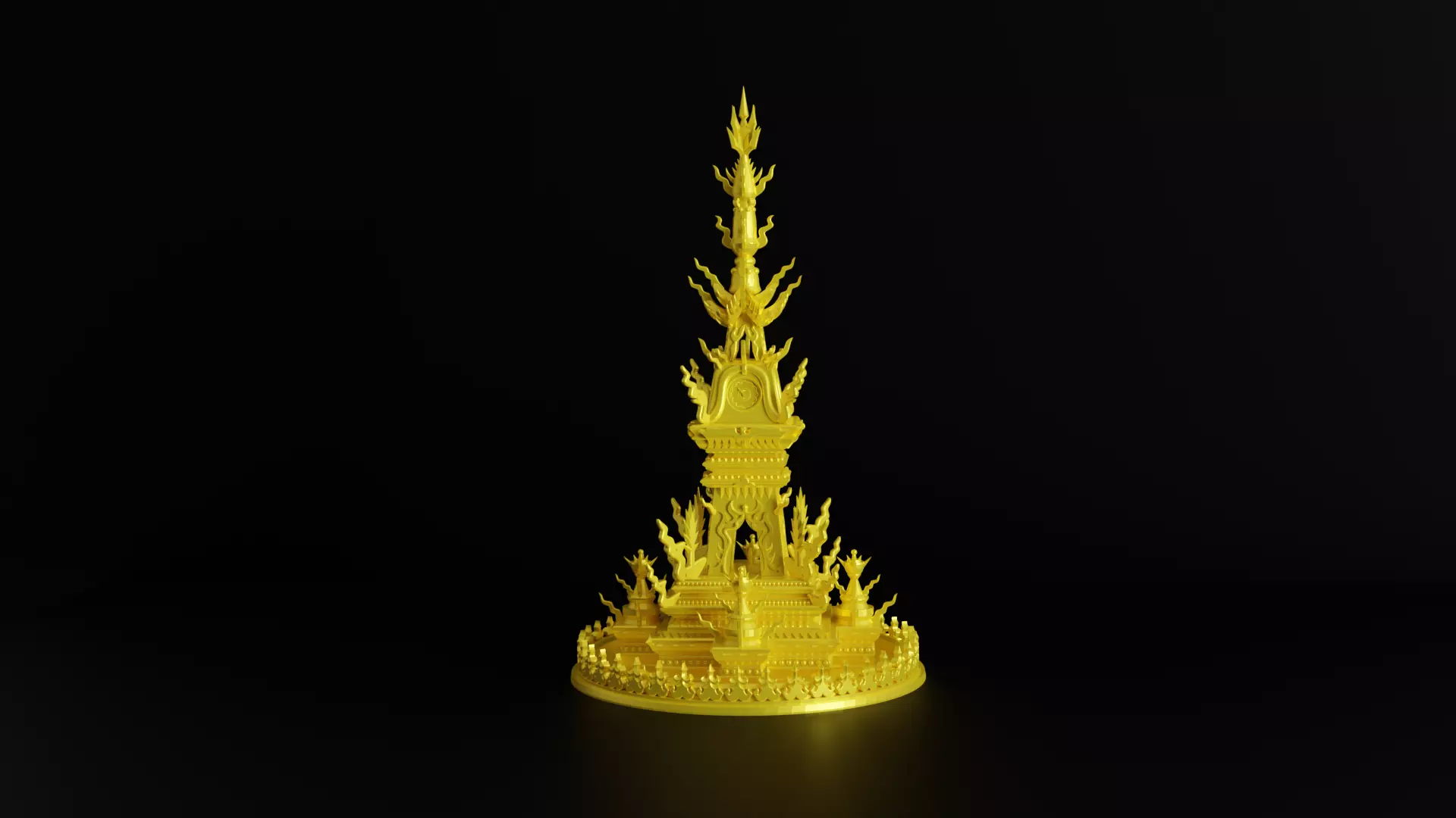 Ornate Buddhist Stupa 3D model_1
