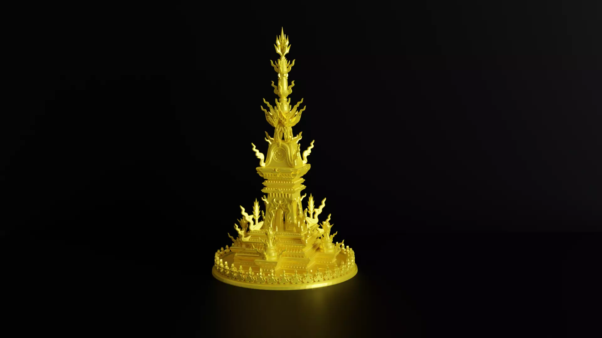 Ornate Buddhist Stupa 3D model_3
