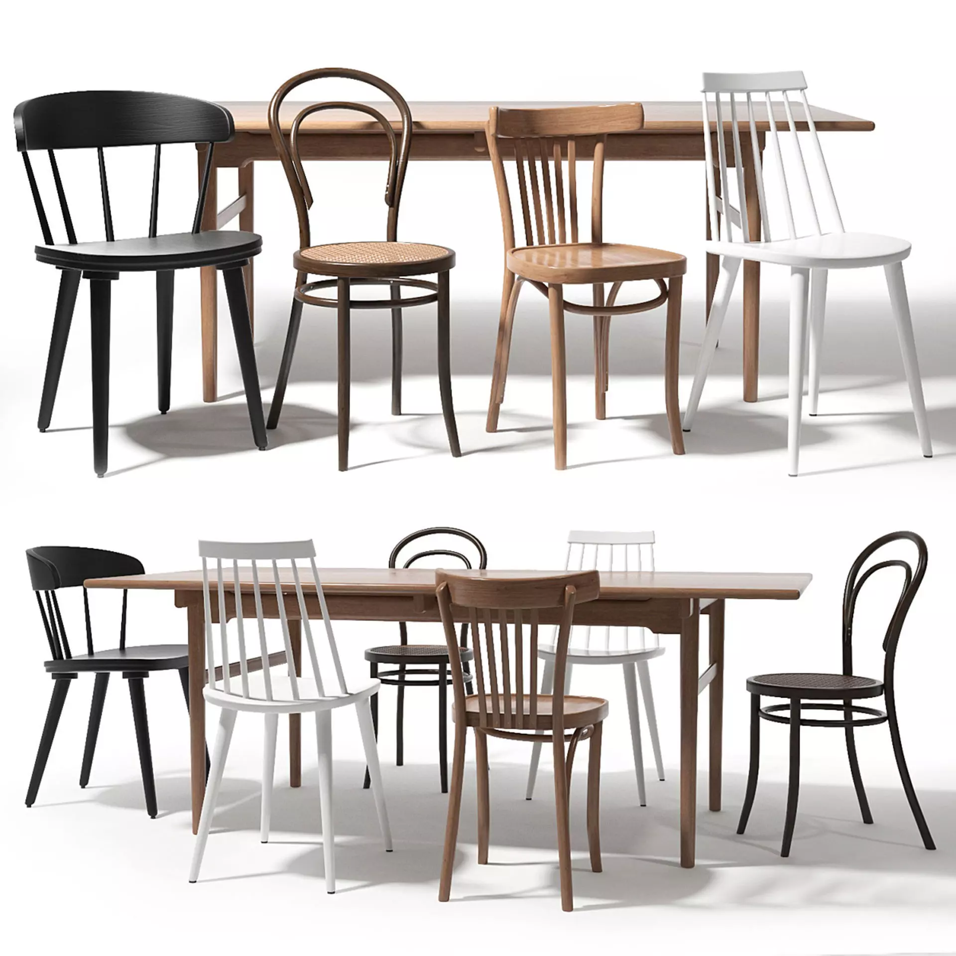 Thonet and   chairs set 3D model_0