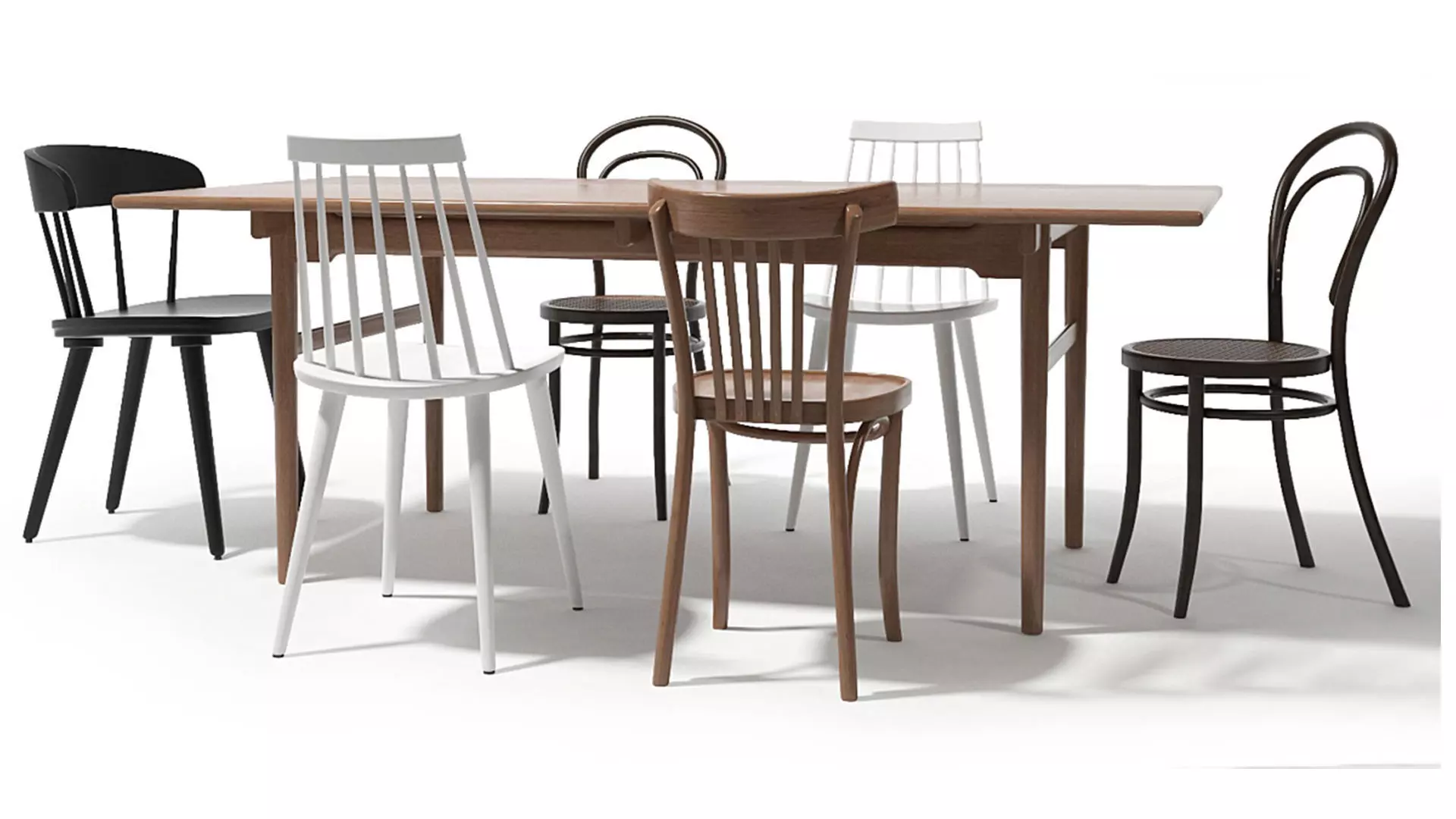 Thonet and   chairs set 3D model_1