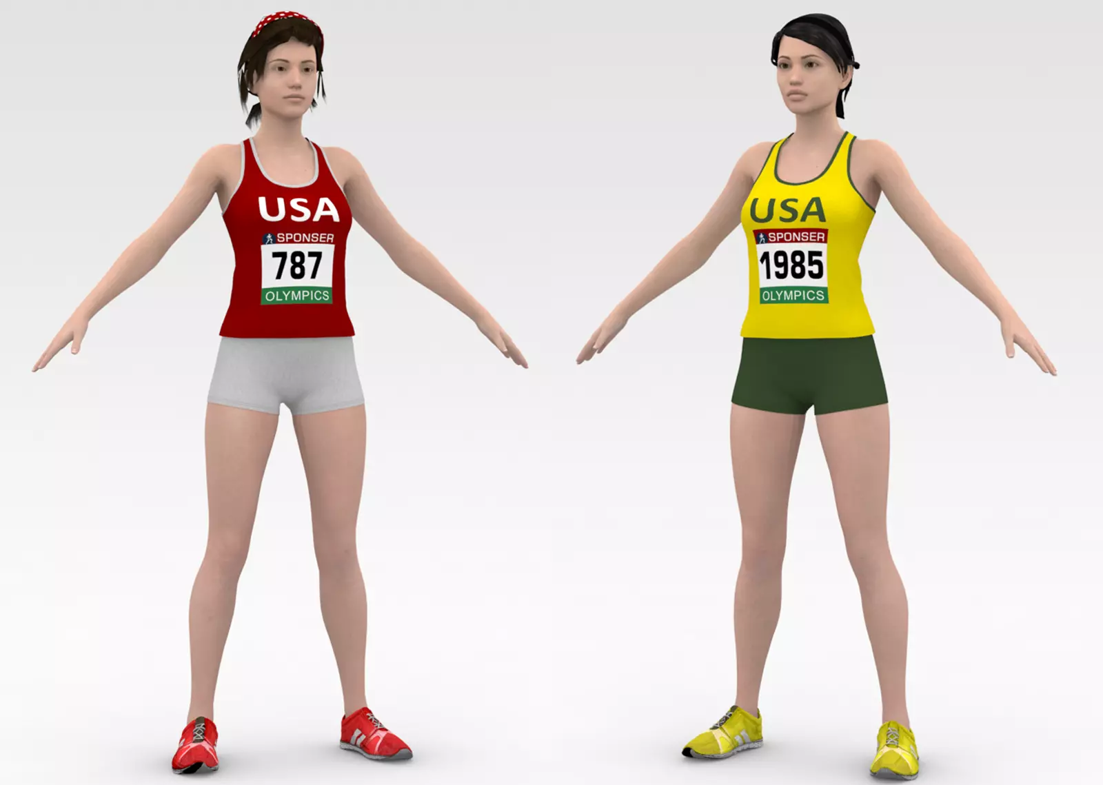 2 Female Track Athletes Collection _0
