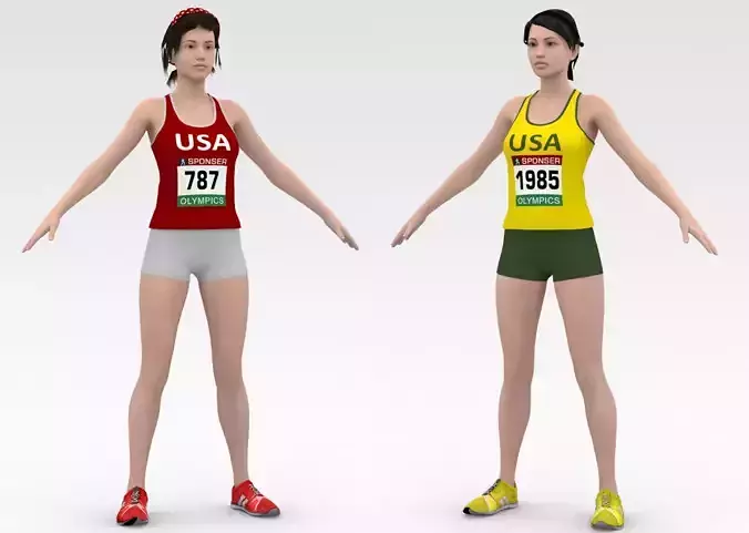 2 Female Track Athletes Collection 