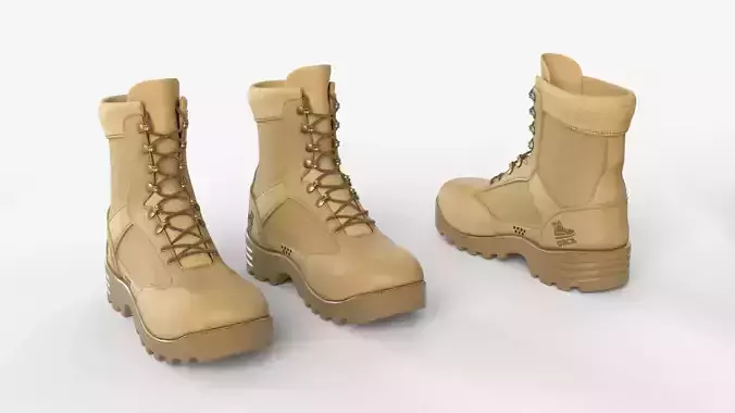 Military-Style Boots in Light Desert Sand Color