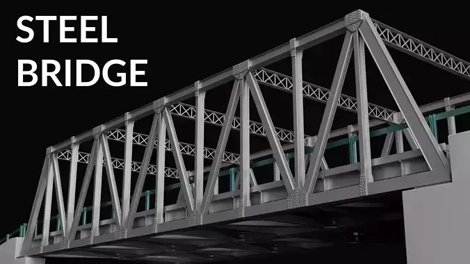 Steel road bridge for vehicles Eiffel-style lattice truss