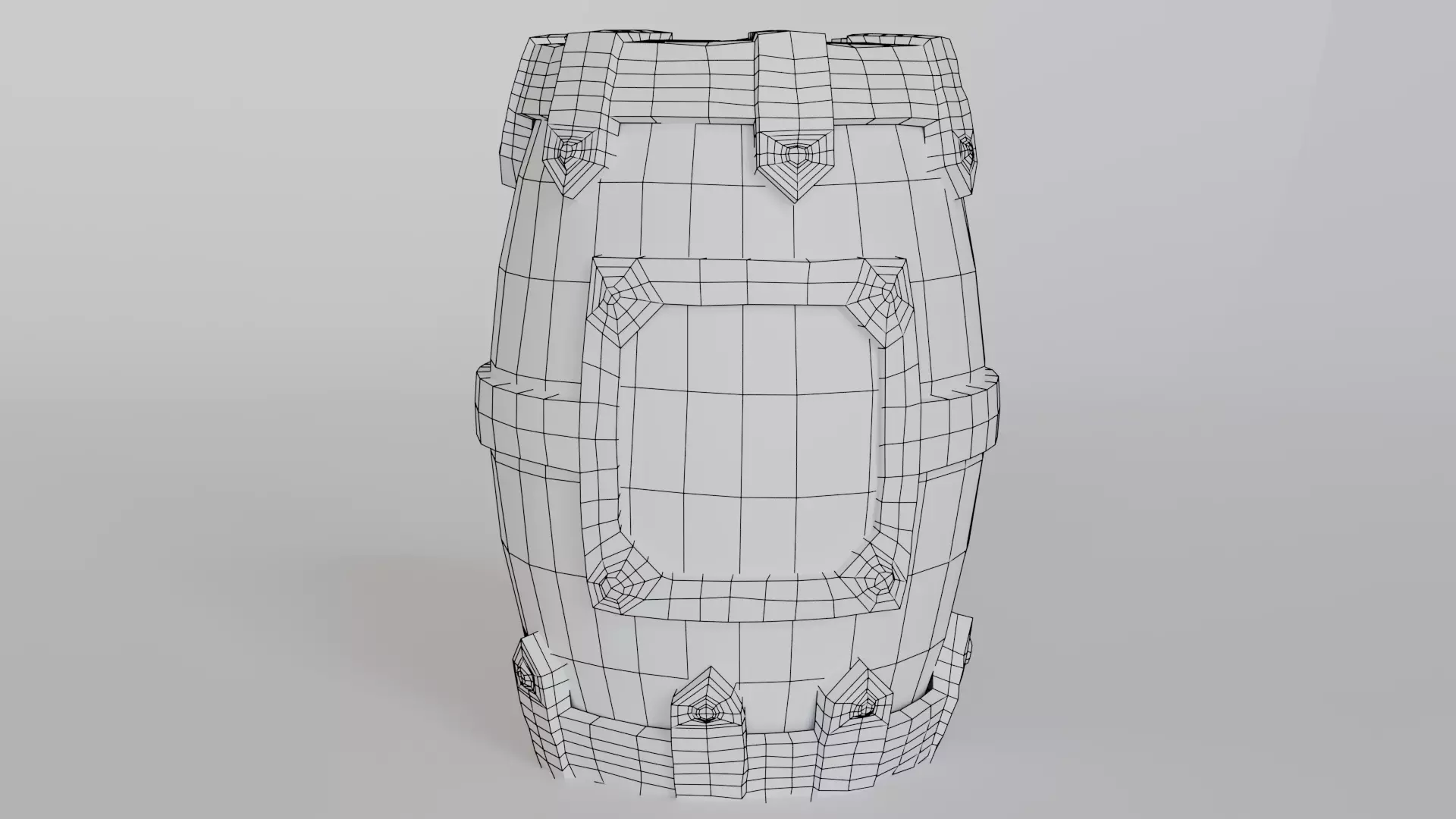 Stylized Wooden Barrel with Metal Reinforcements Low-poly 3D model_7