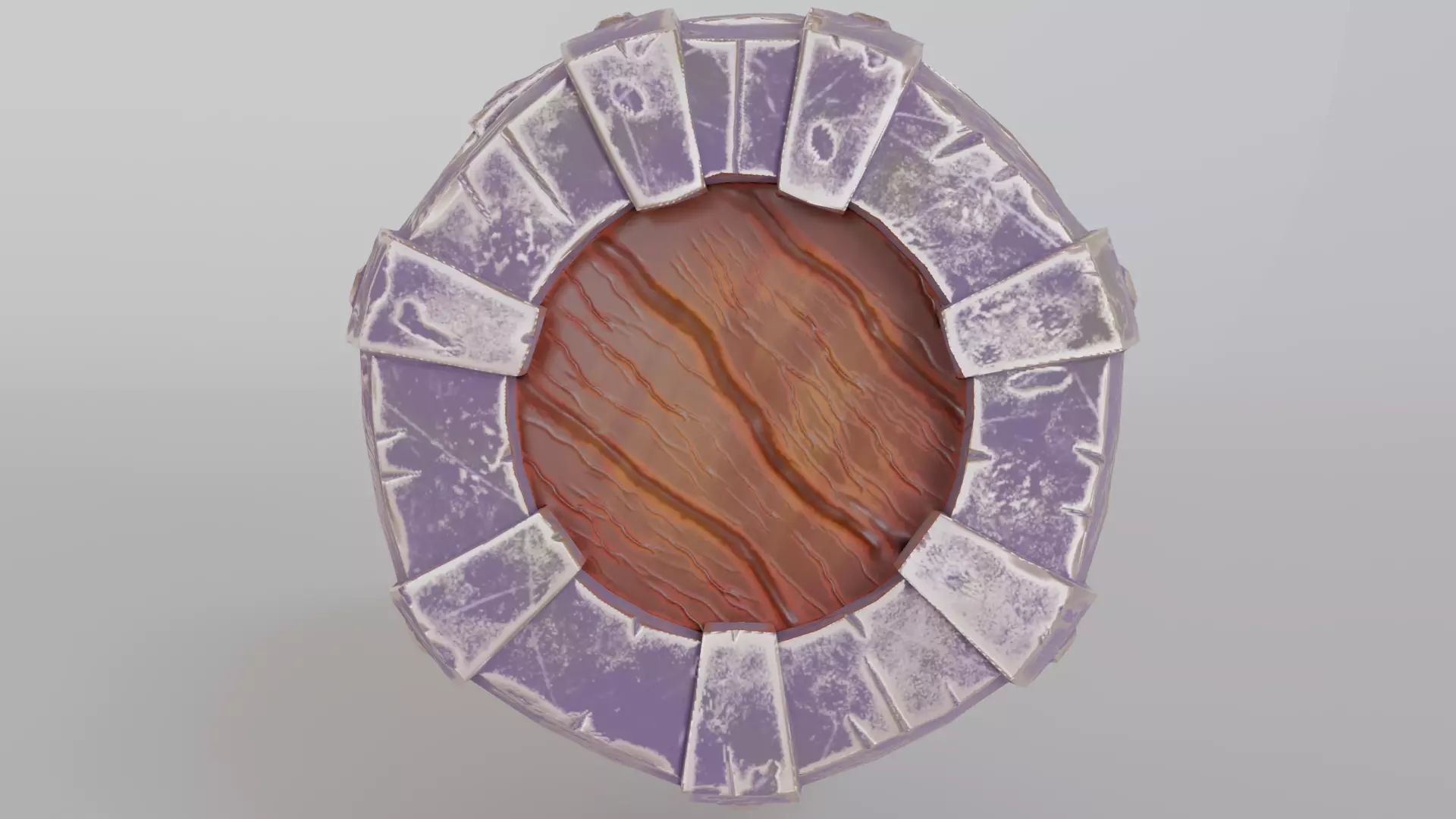 Stylized Wooden Barrel with Metal Reinforcements Low-poly 3D model_3