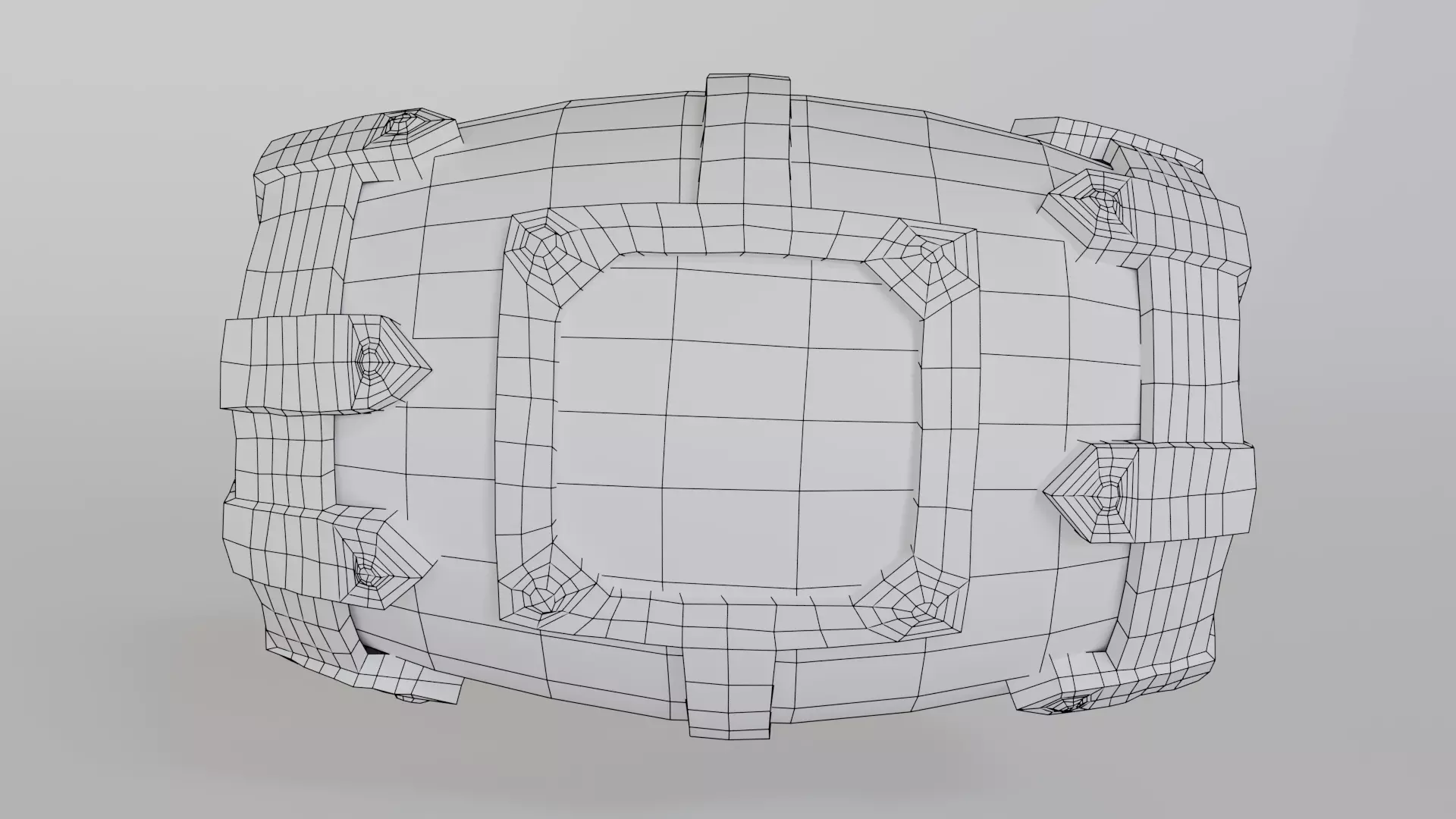 Stylized Wooden Barrel with Metal Reinforcements Low-poly 3D model_6