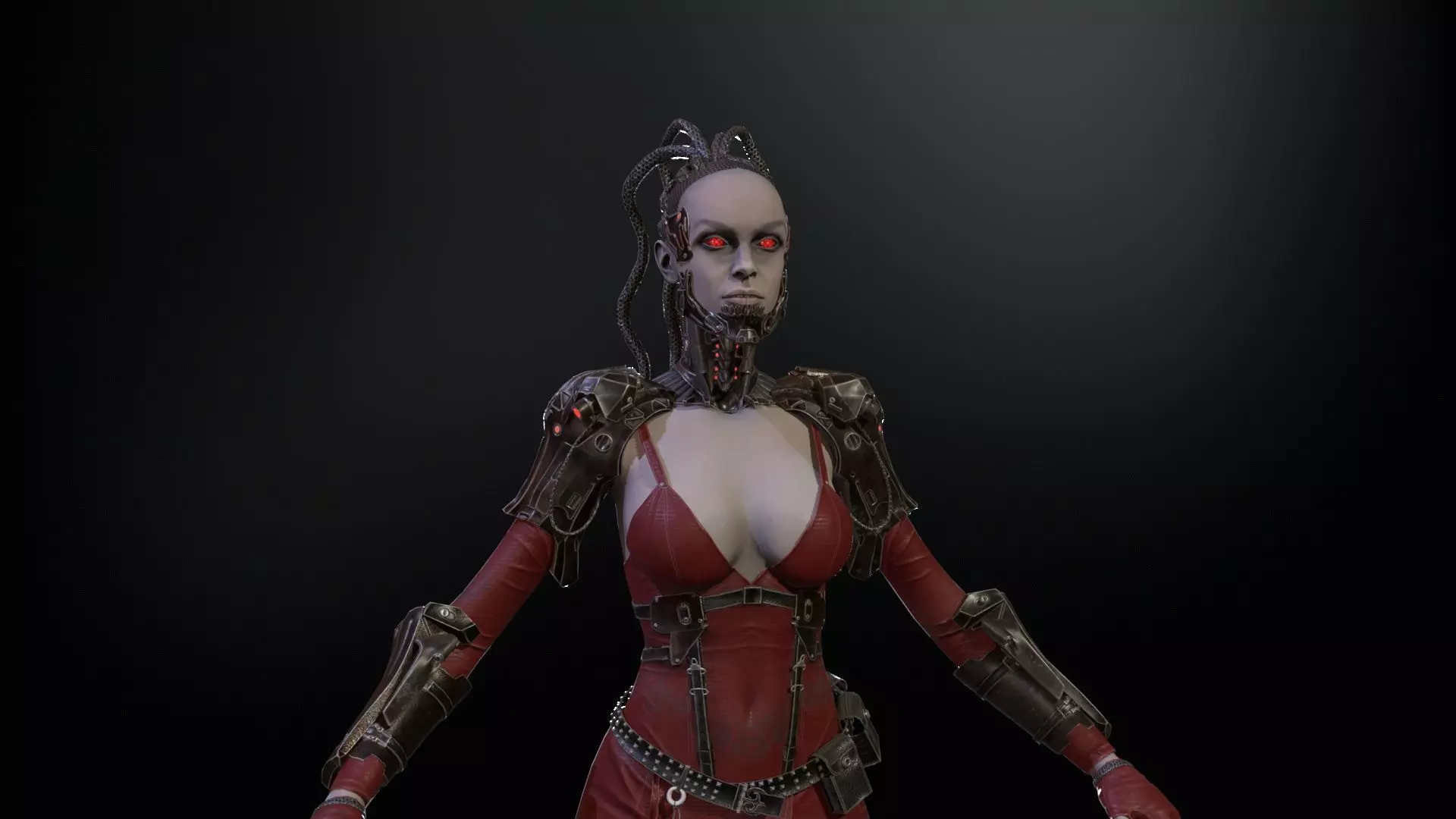 CyberGirl Low-poly 3D model_23