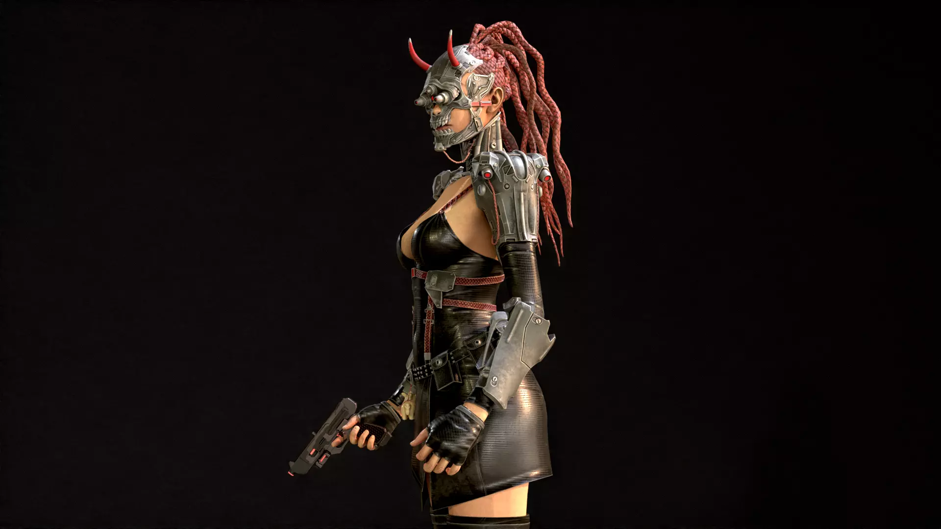 CyberGirl Low-poly 3D model_40