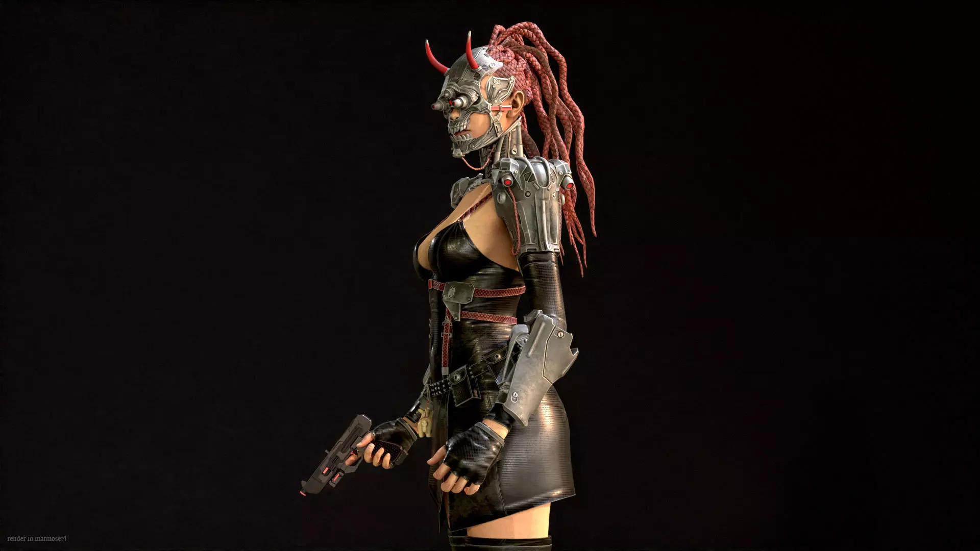 CyberGirl Low-poly 3D model_2