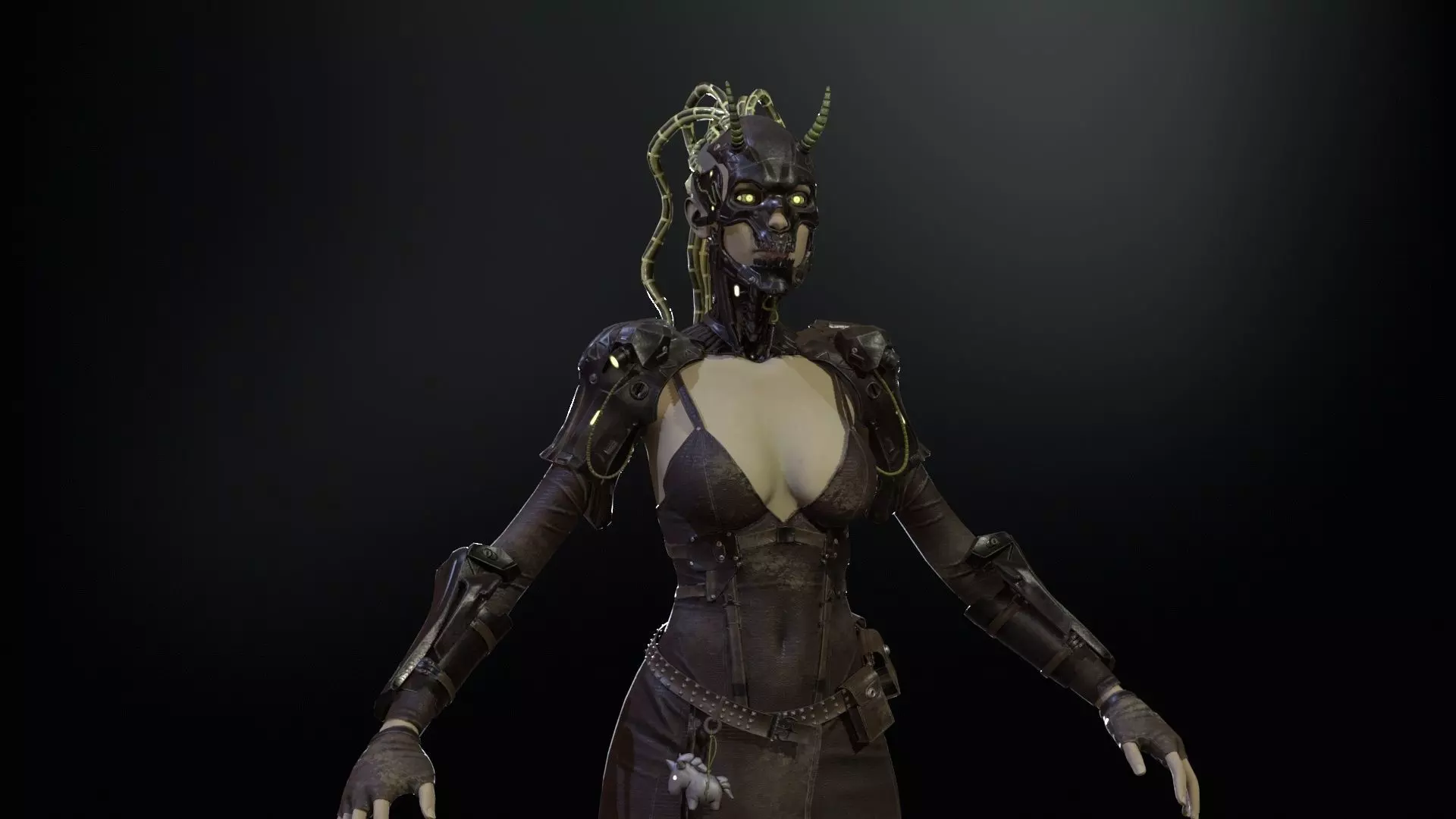 CyberGirl Low-poly 3D model_7