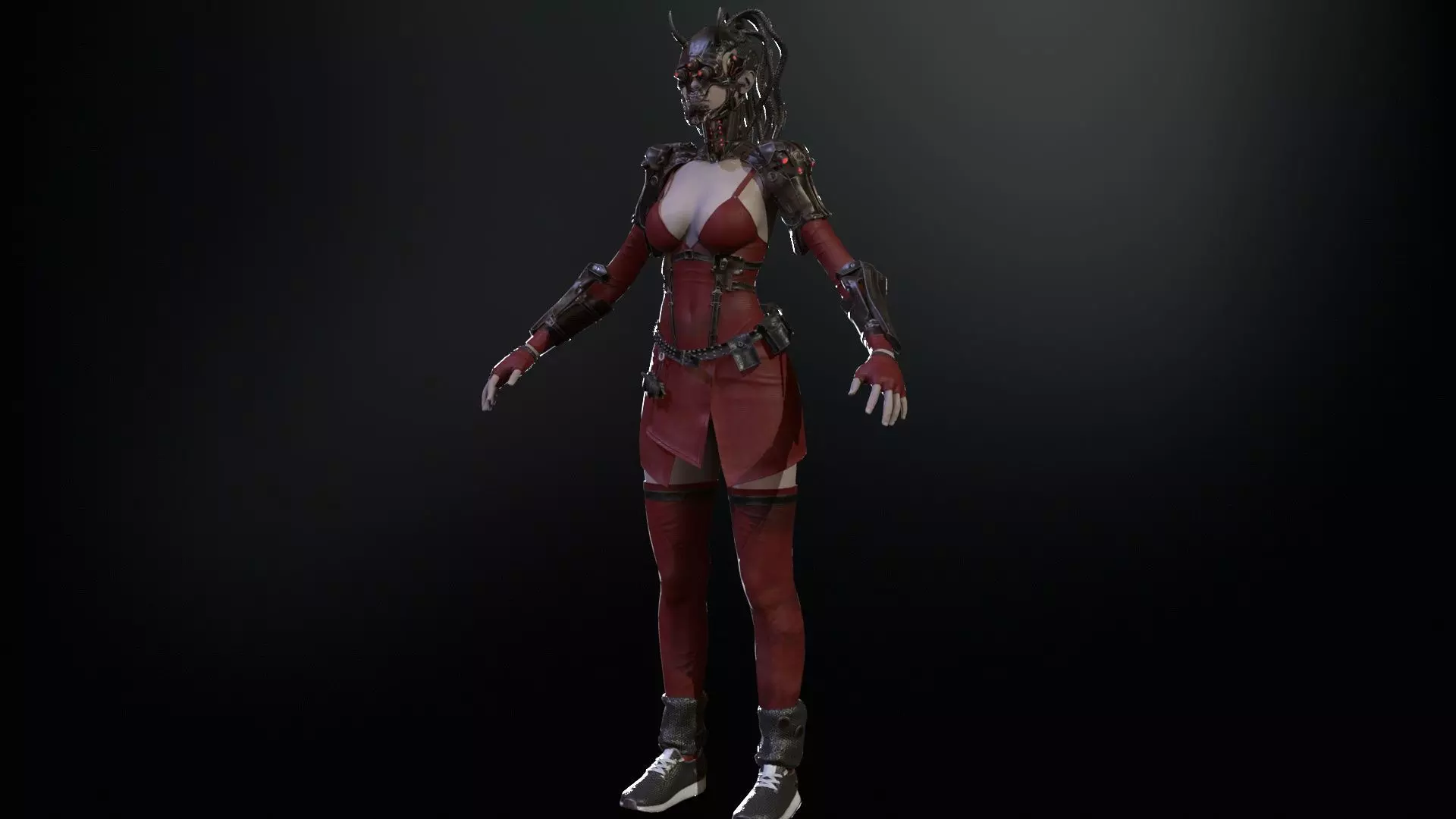 CyberGirl Low-poly 3D model_29