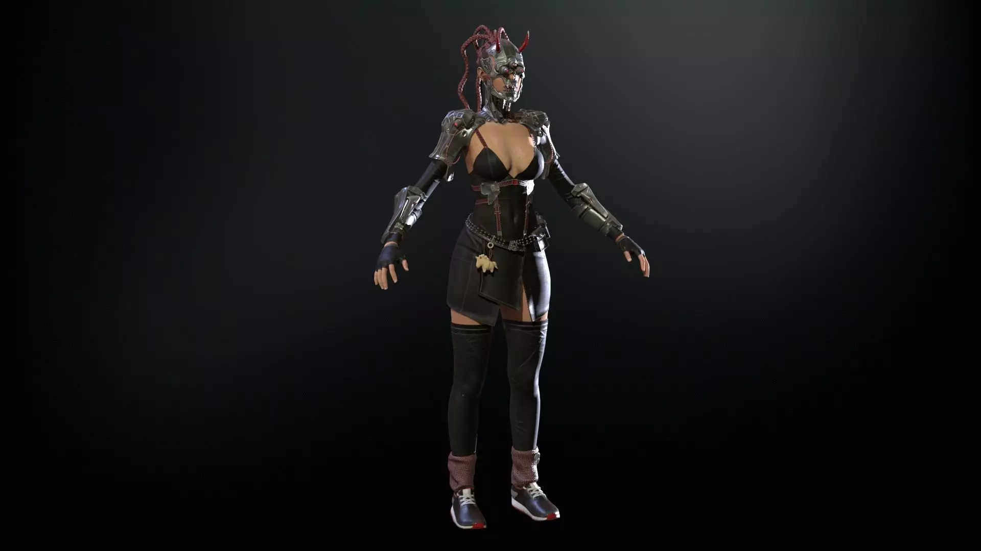 CyberGirl Low-poly 3D model_11