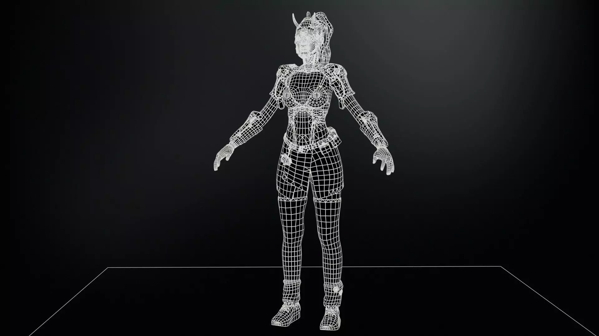 CyberGirl Low-poly 3D model_14