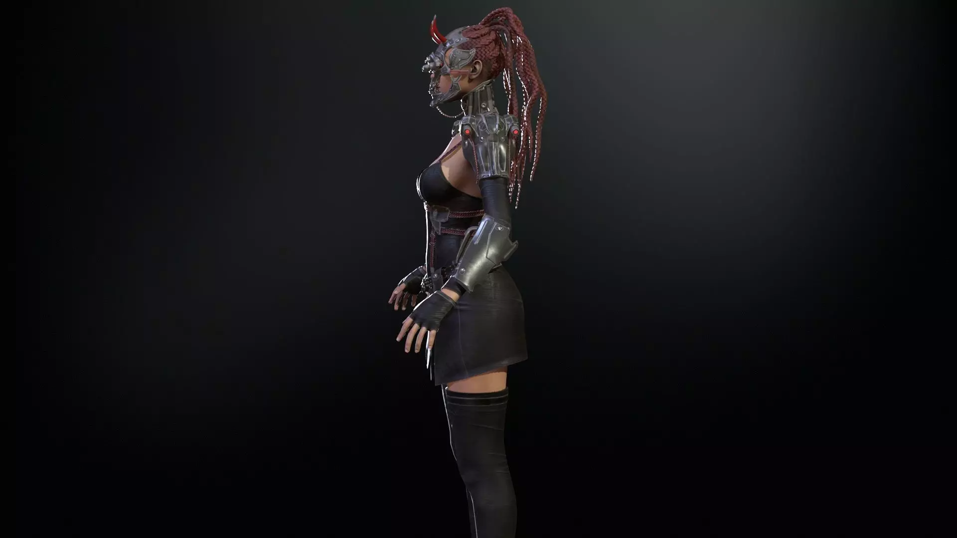 CyberGirl Low-poly 3D model_12