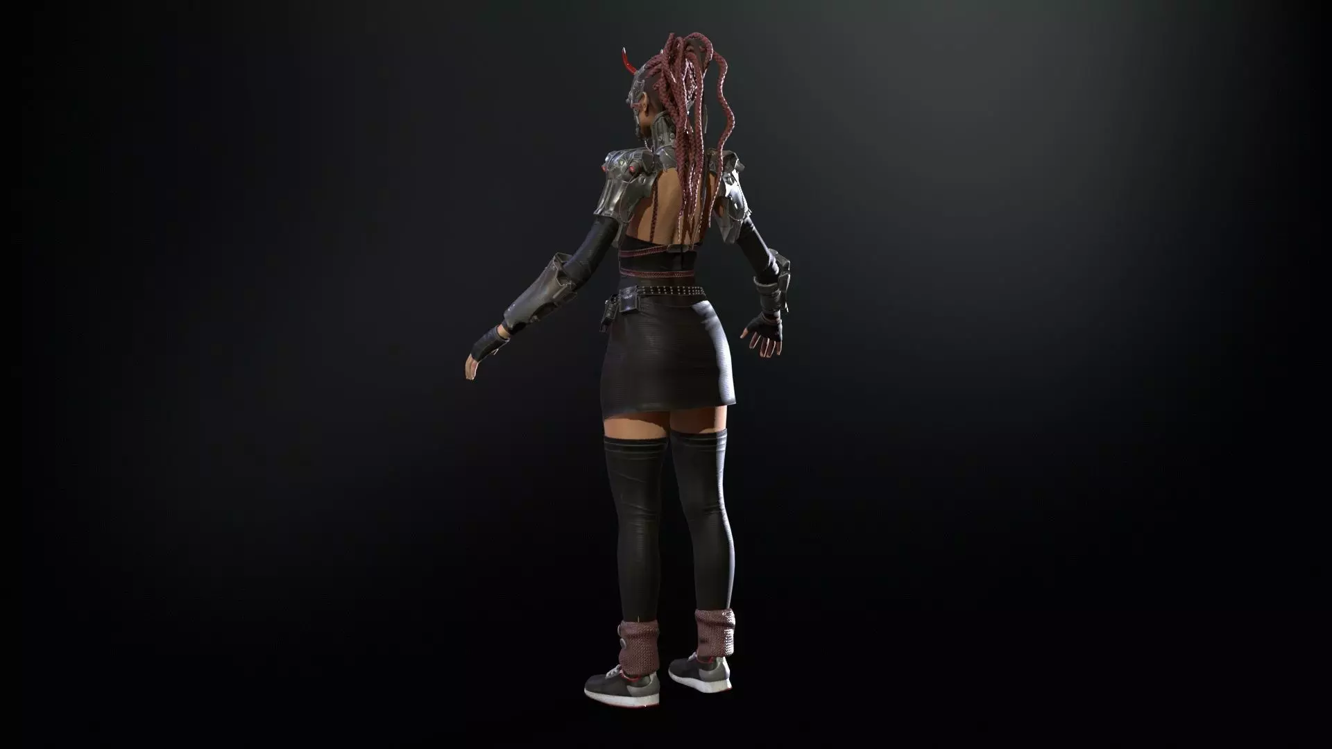 CyberGirl Low-poly 3D model_5