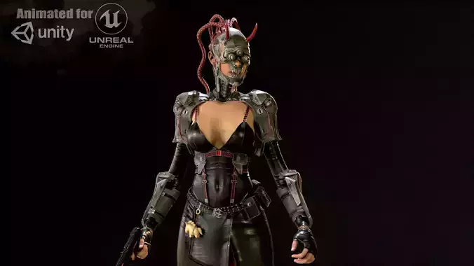 CyberGirl Low-poly 3D model