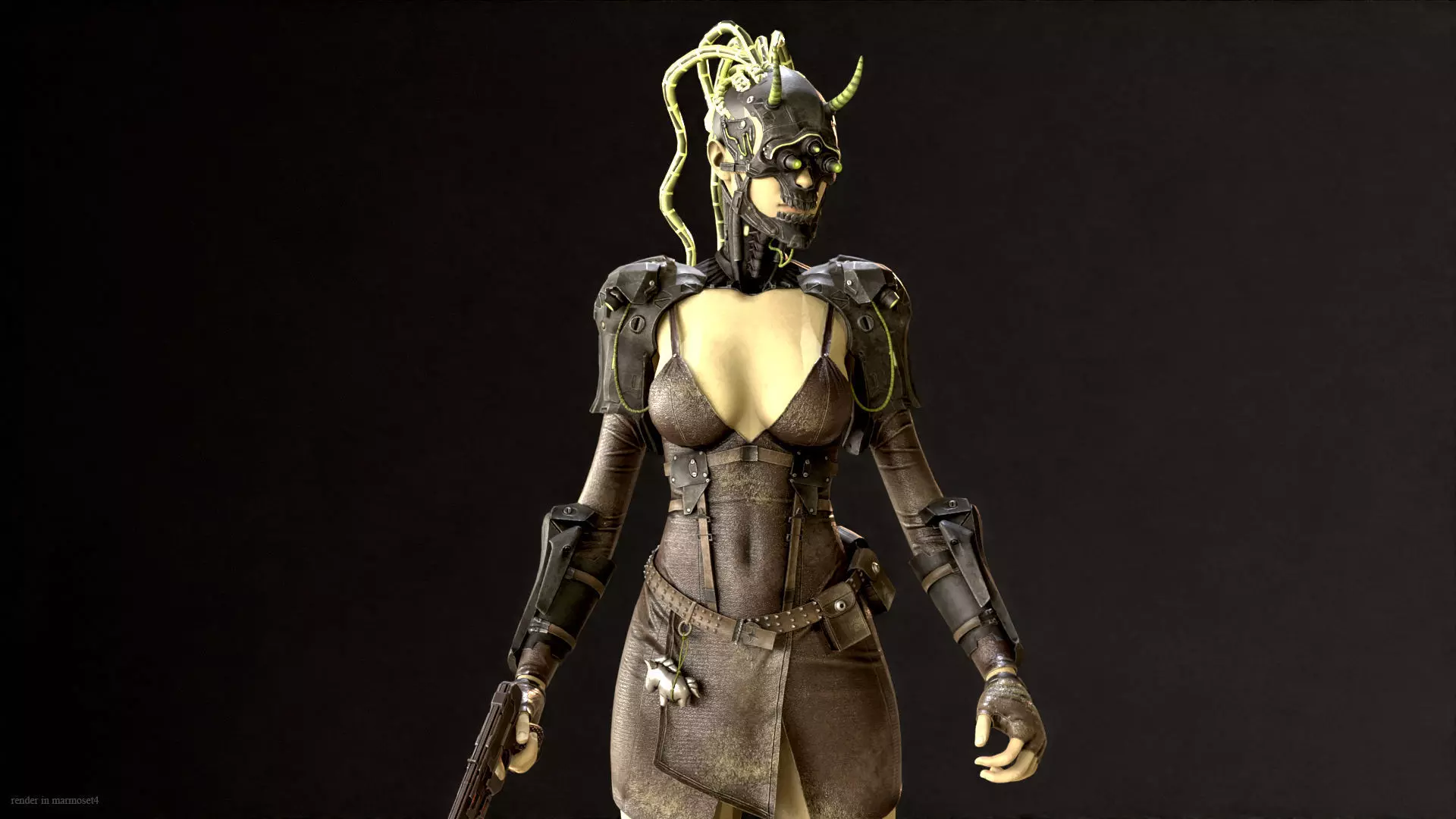 CyberGirl Low-poly 3D model_3