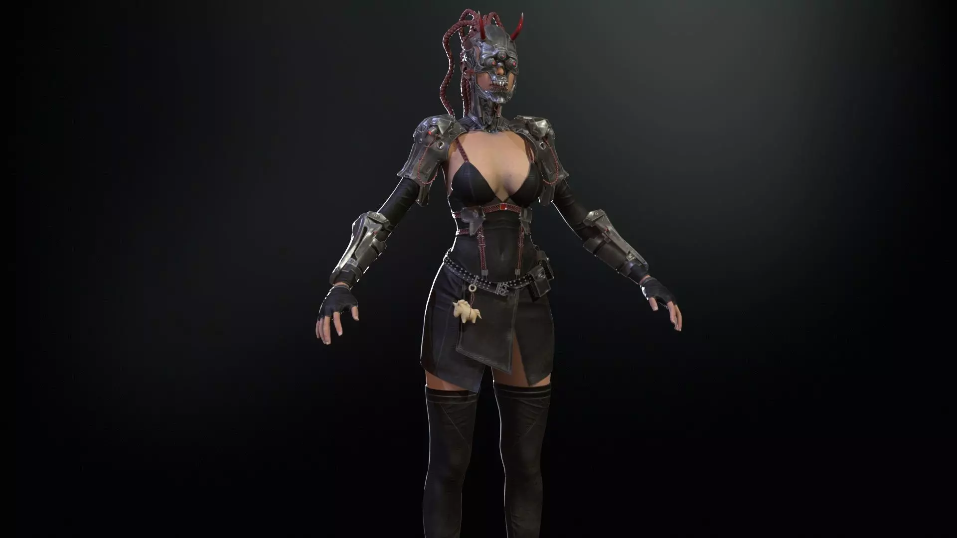 CyberGirl Low-poly 3D model_17