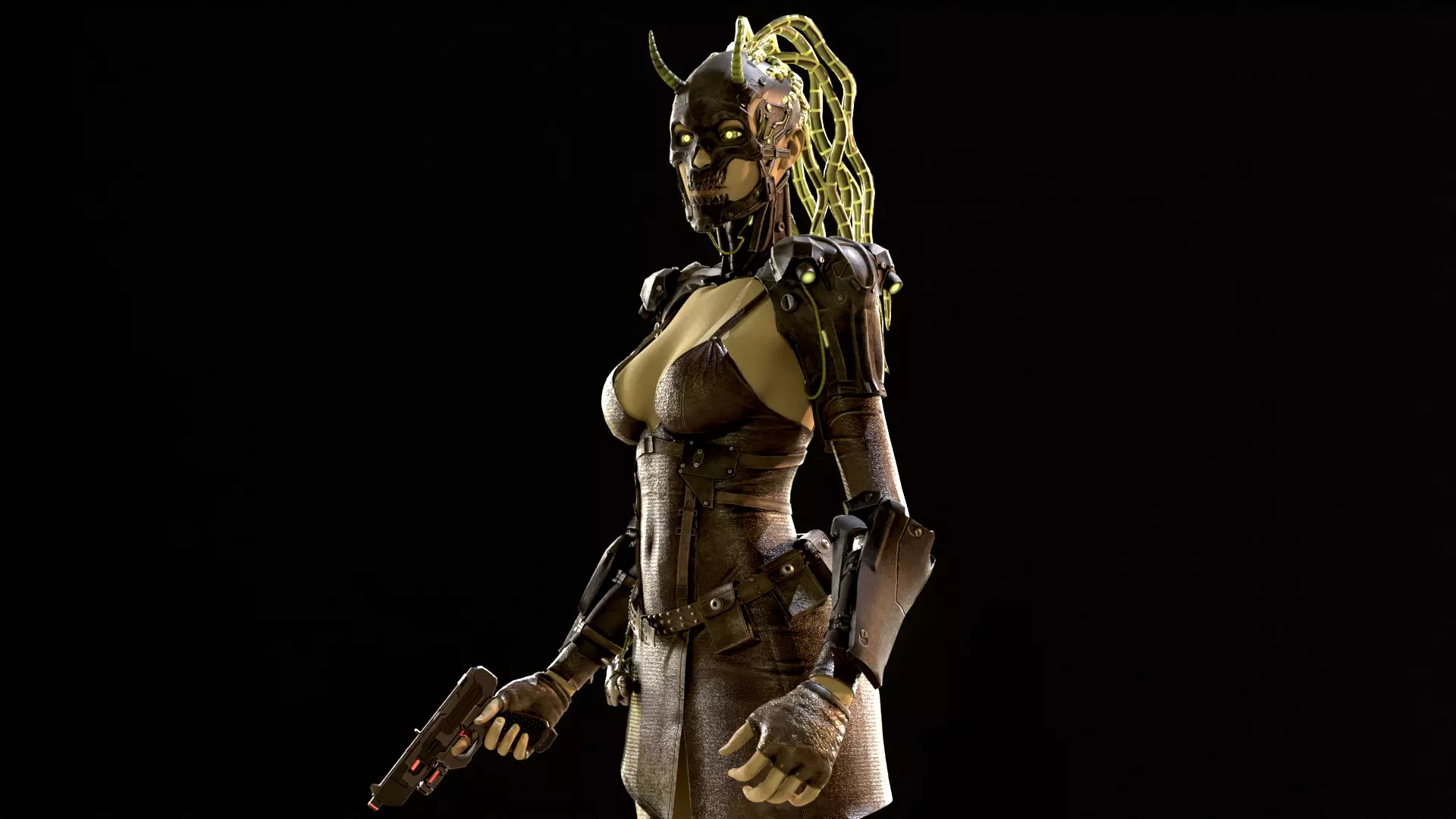 CyberGirl Low-poly 3D model_43